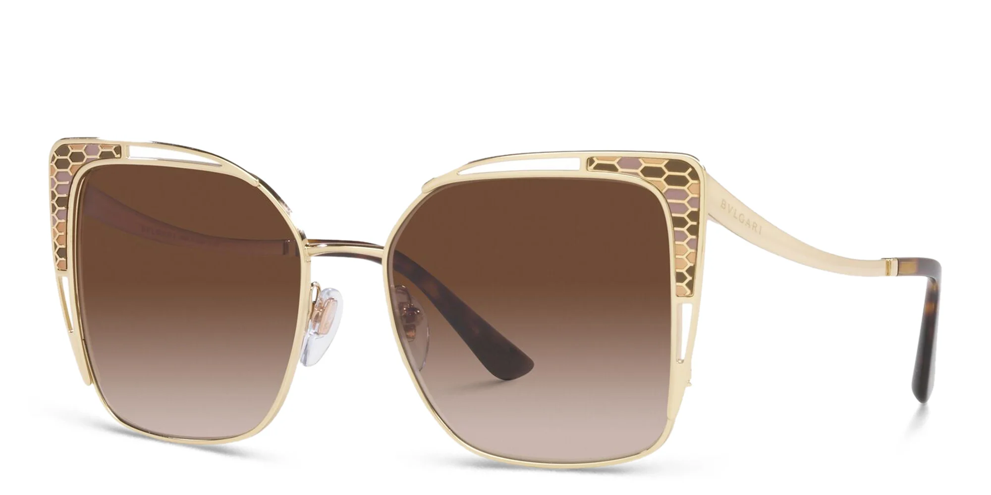 Shop BVLGARI Butterfly Sunglasses in Pale Gold online.