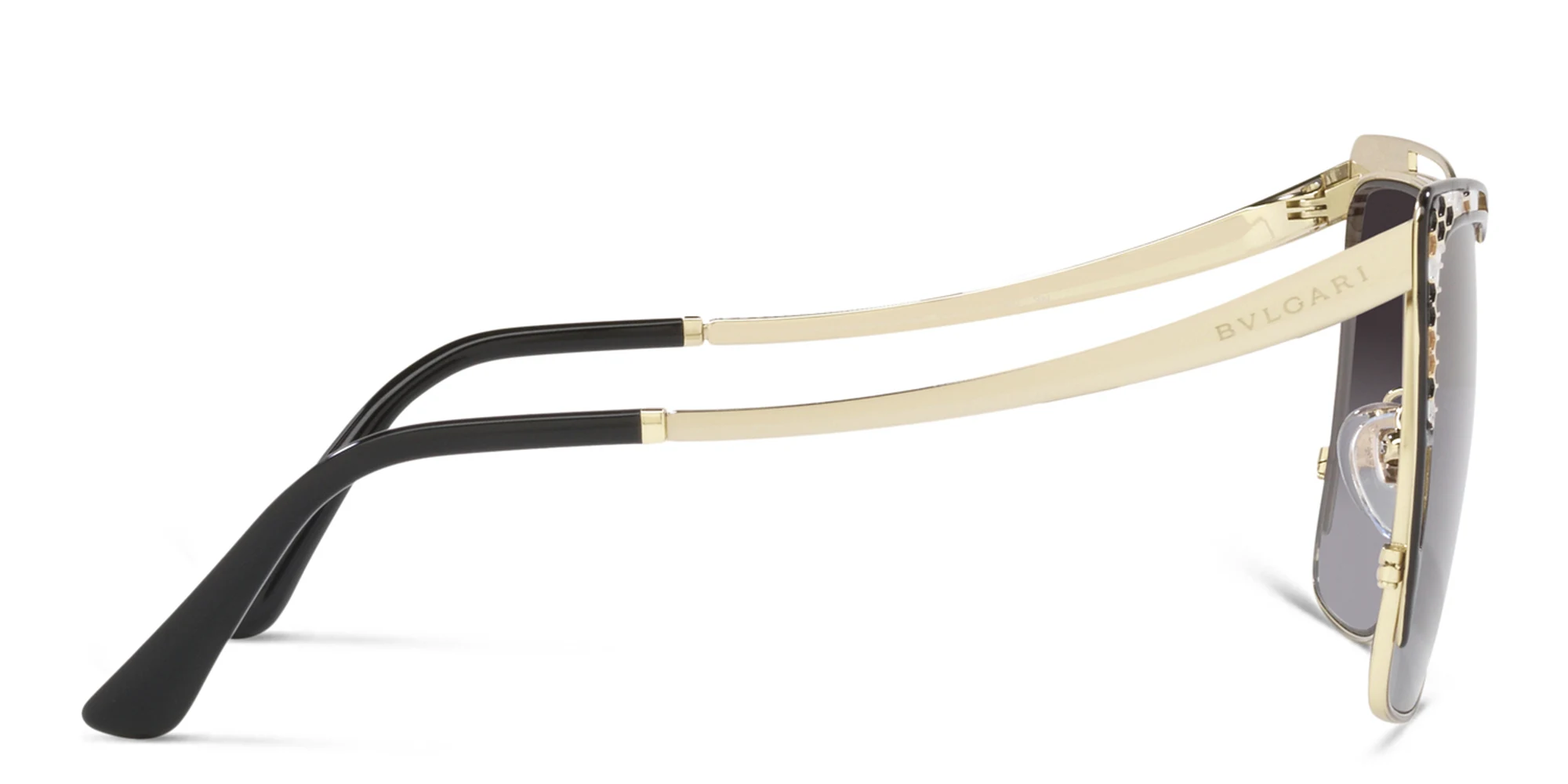 Shop BVLGARI Oversized Butterfly Sunglasses in Pale Gold/Black online.