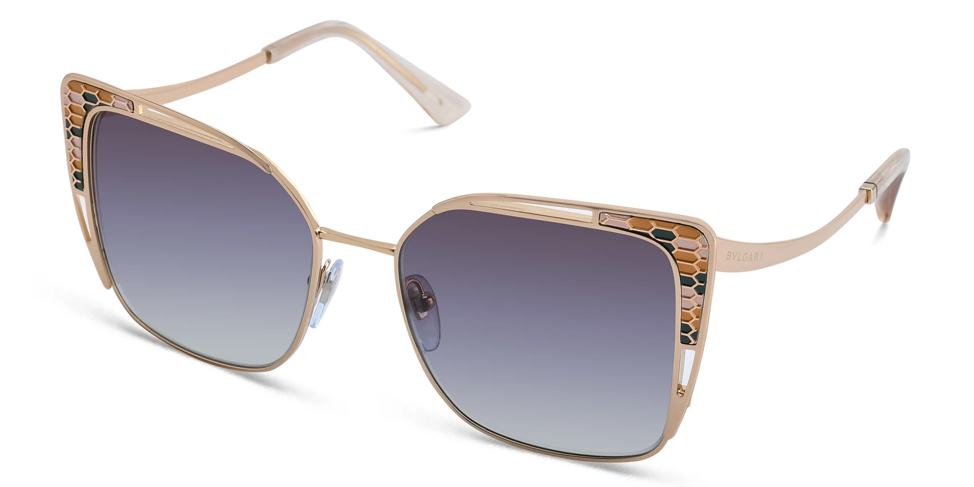 Shop BVLGARI MAGRABi Exclusive Cat Eye Sunglasses in Pink Gold online.