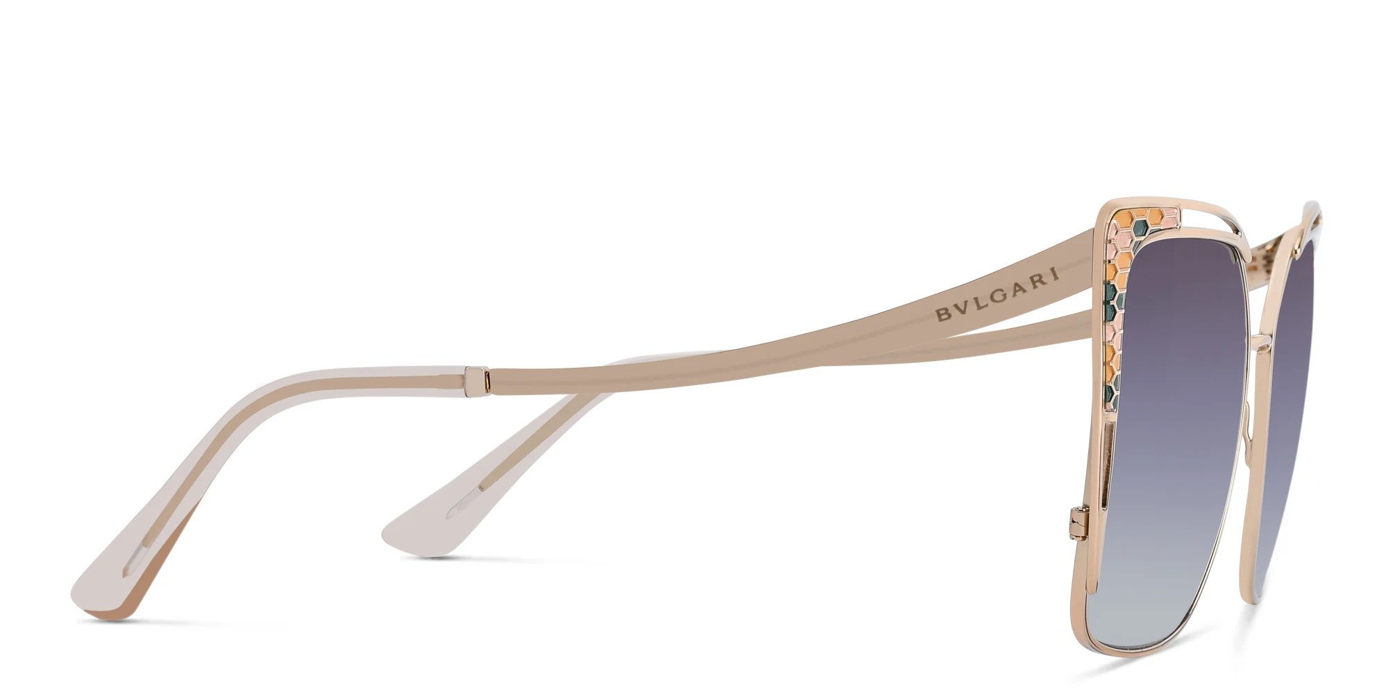 Shop BVLGARI MAGRABi Exclusive Cat Eye Sunglasses in Pink Gold online.