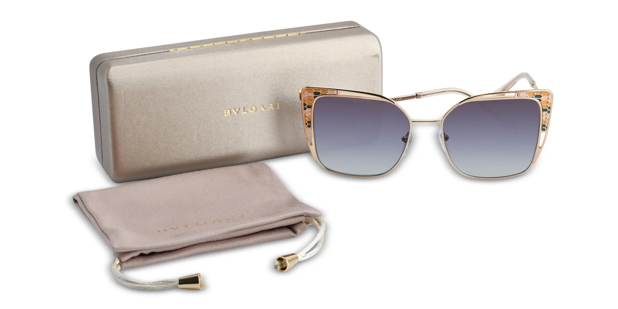 Shop BVLGARI MAGRABi Exclusive Cat Eye Sunglasses in Pink Gold online.