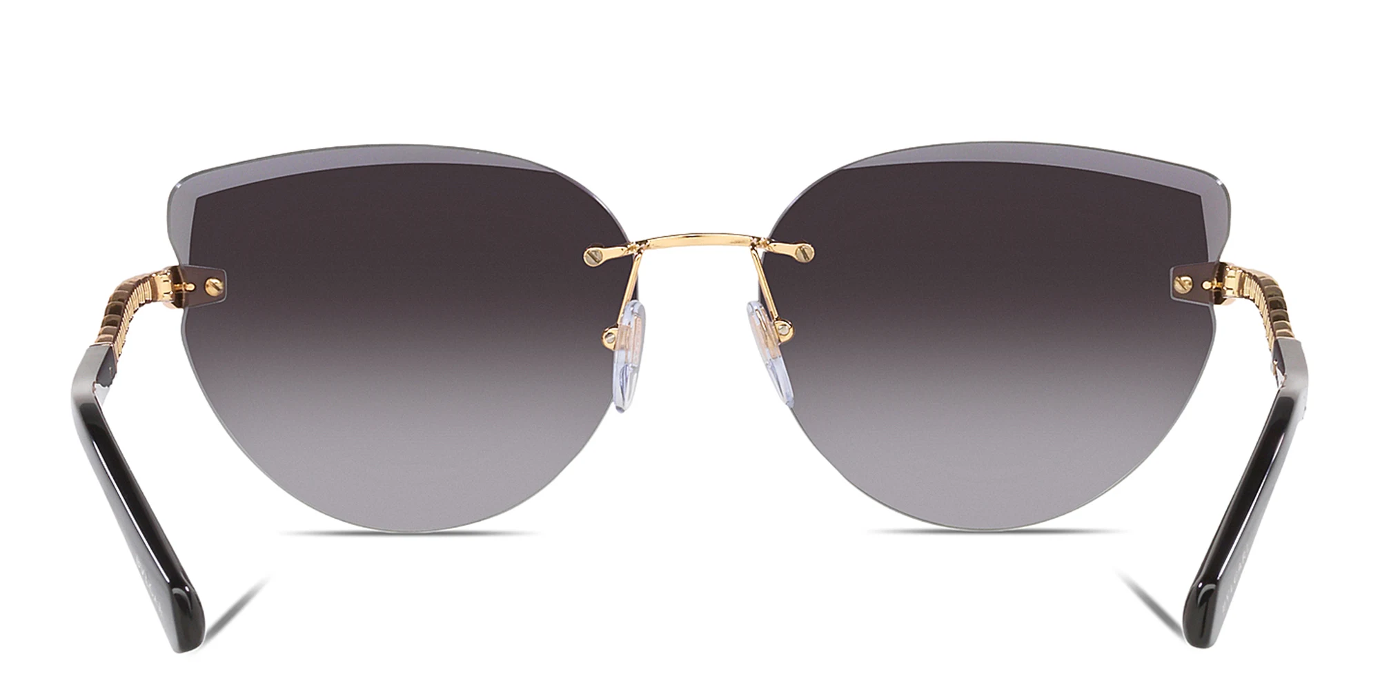 Shop BVLGARI Rimless Cat Eye Sunglasses in Pink Gold online.