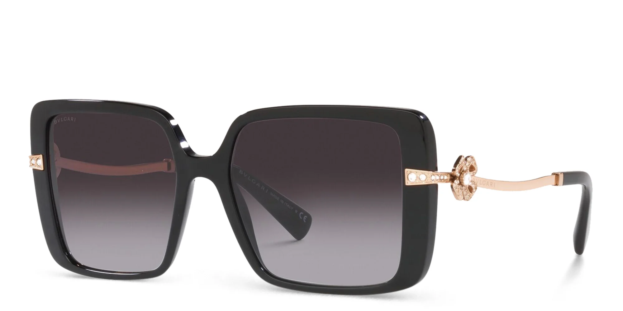Shop BVLGARI Oversized Square Sunglasses in Black online.
