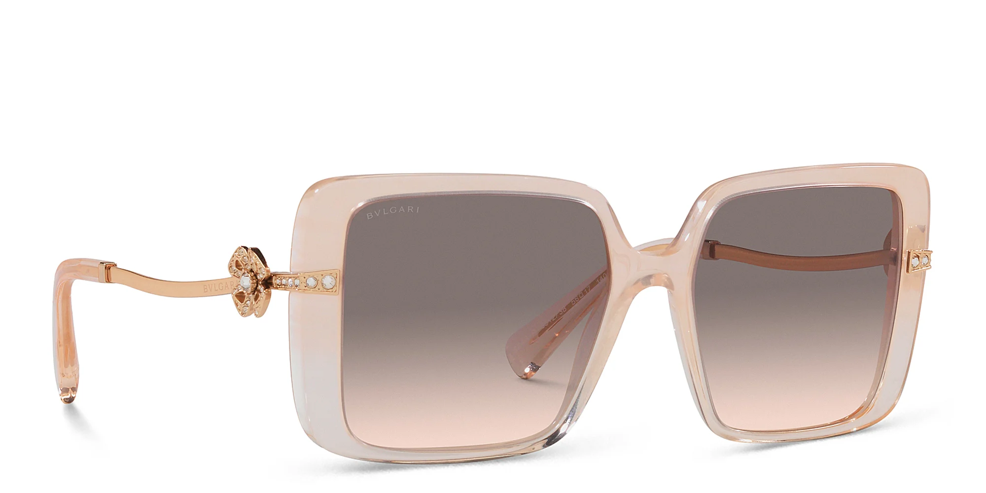 Shop BVLGARI Oversized Square Sunglasses in Rose Gold online.