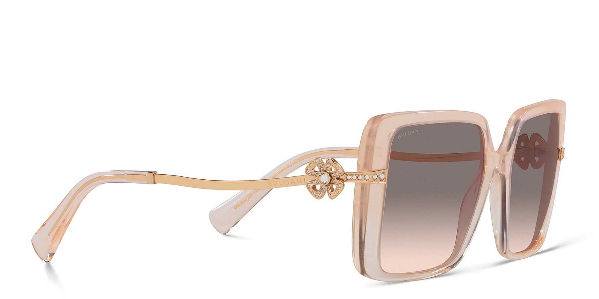Shop BVLGARI Oversized Square Sunglasses in Rose Gold online.