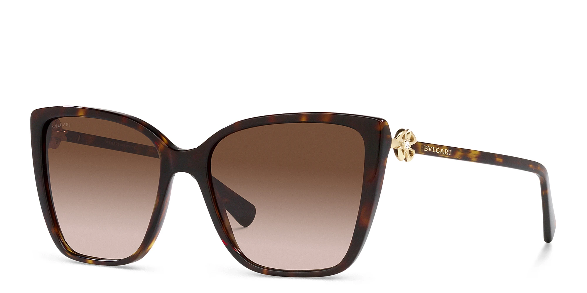 Shop BVLGARI Square Sunglasses in Havana online.