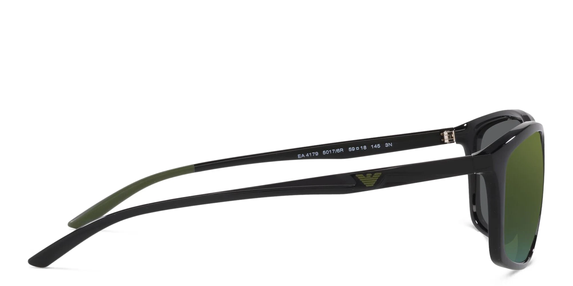 Shop Emporio Armani Rectangle Sunglasses in Shiny Black online.