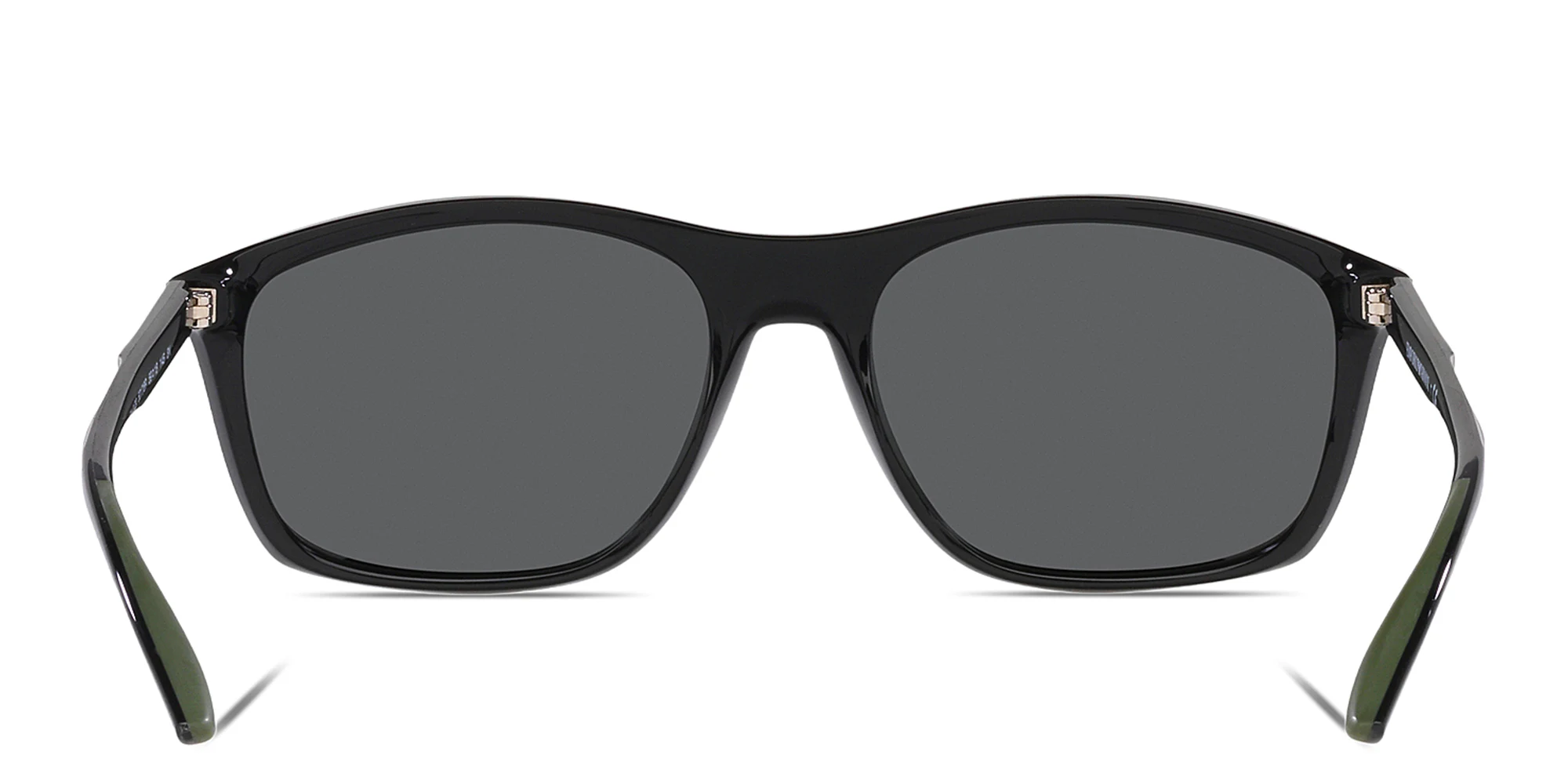 Shop Emporio Armani Rectangle Sunglasses in Shiny Black online.