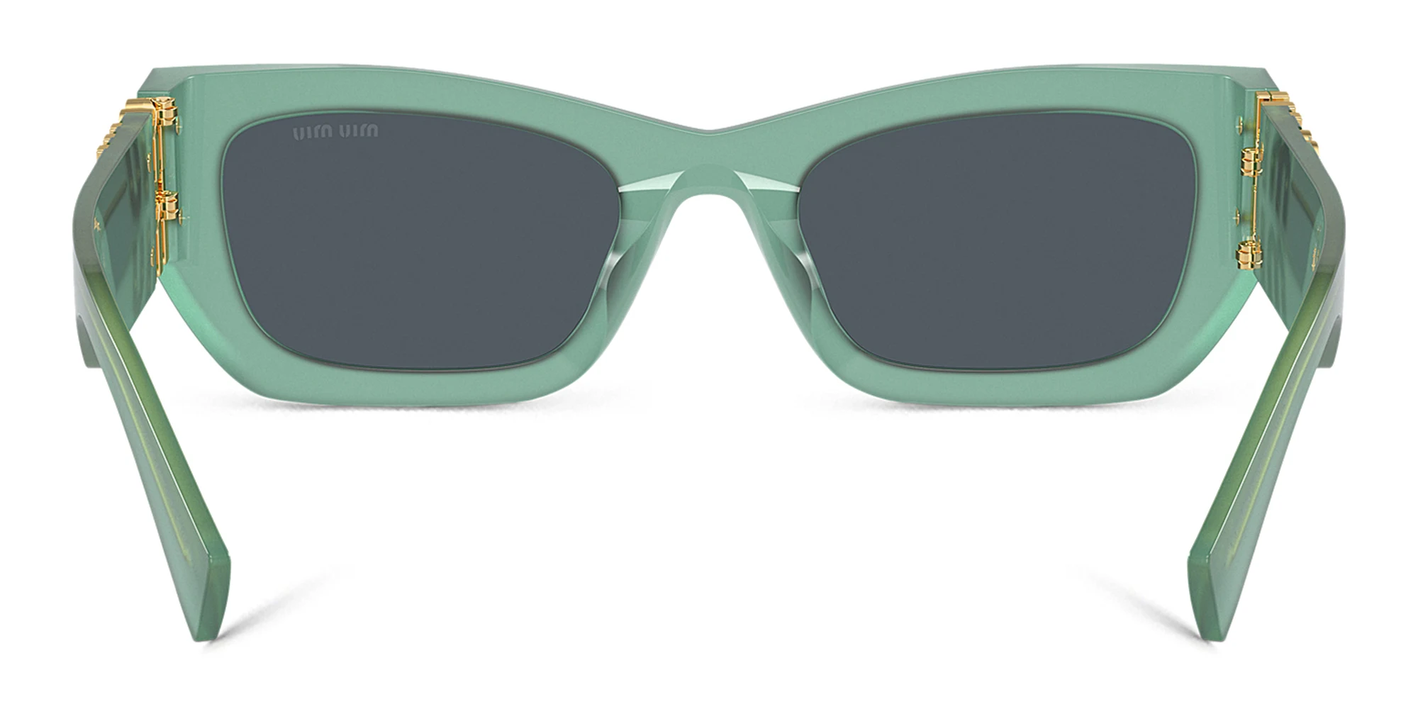 Shop MIU MIU Rectangle Sunglasses in Green online.