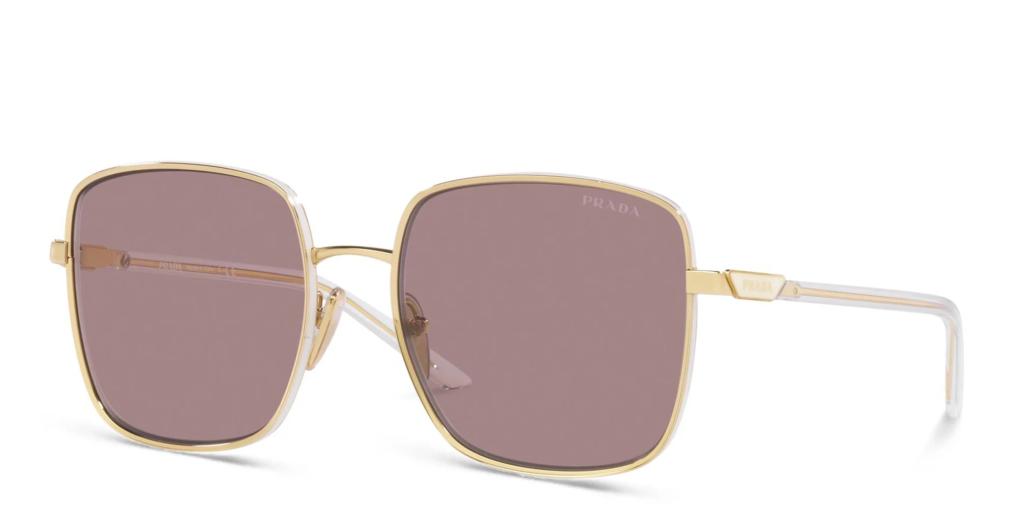 Shop PRADA Oversized Square Sunglasses in Pale Gold online.