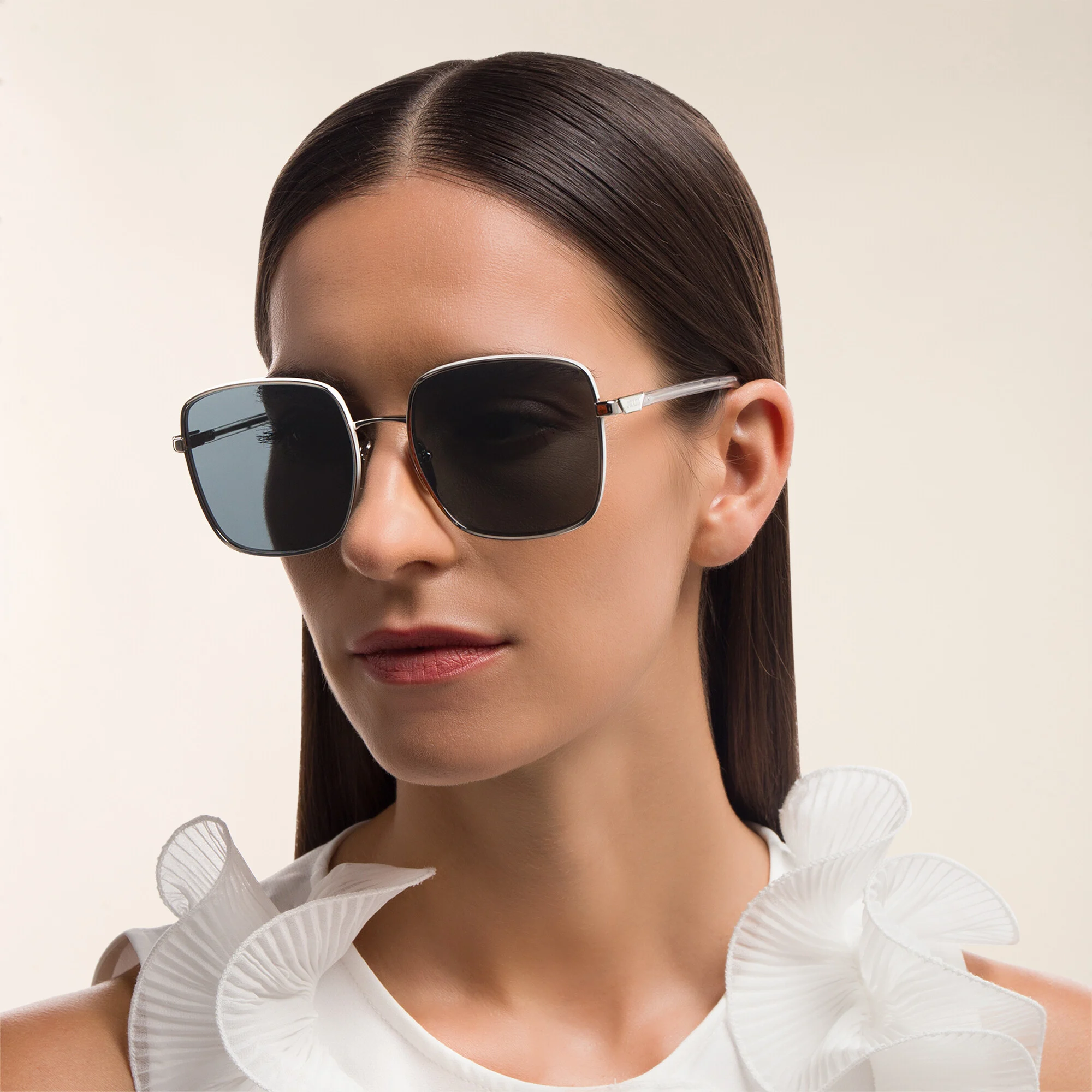Shop PRADA Oversized Square Sunglasses in Silver online.