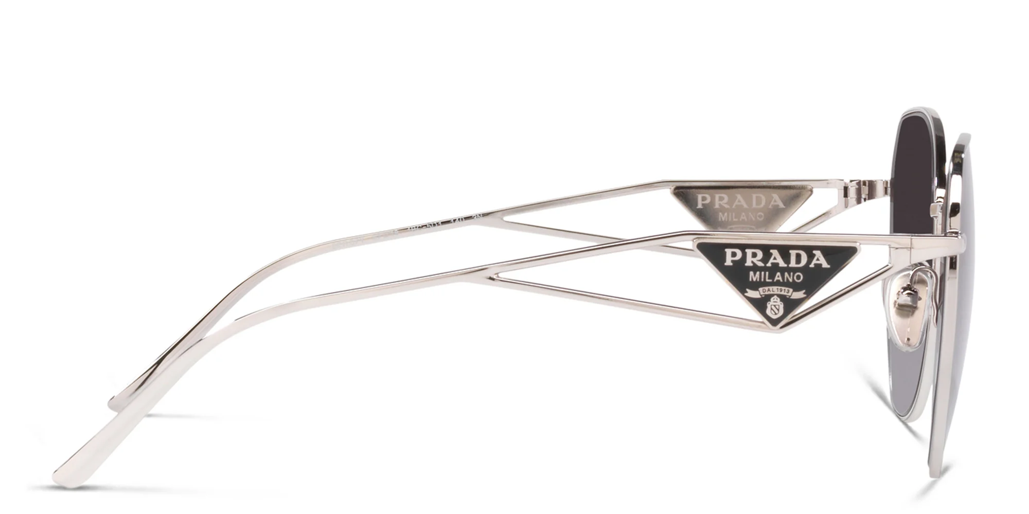 Shop PRADA Irregular Sunglasses in Silver online.