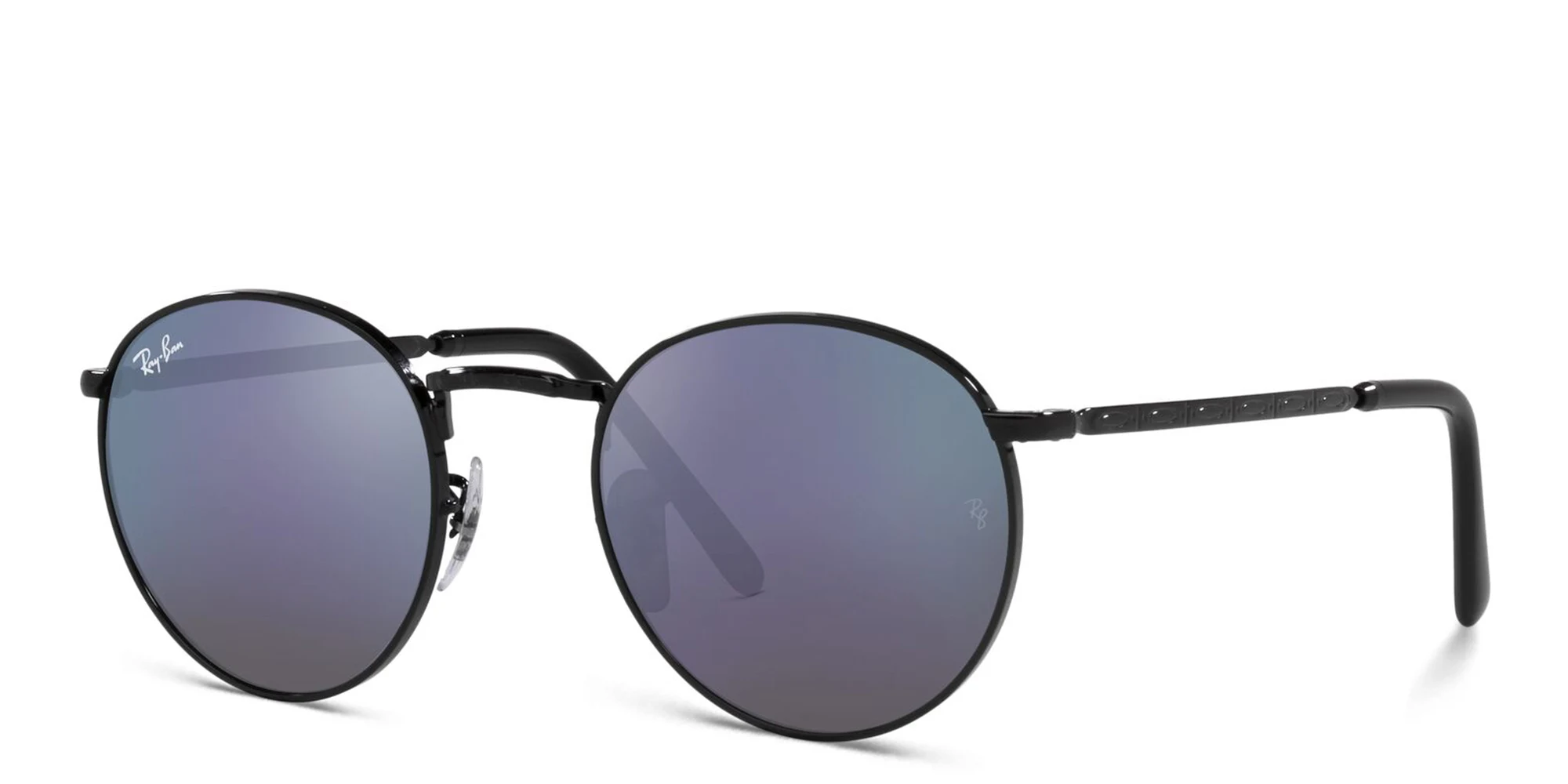 Shop Ray-Ban New Round Unisex Panthos Sunglasses in Black online.