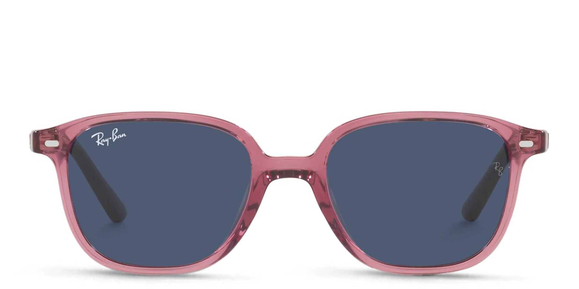 Shop Ray-Ban Junior Leonard Kids Square Sunglasses in Transparent Pink online.