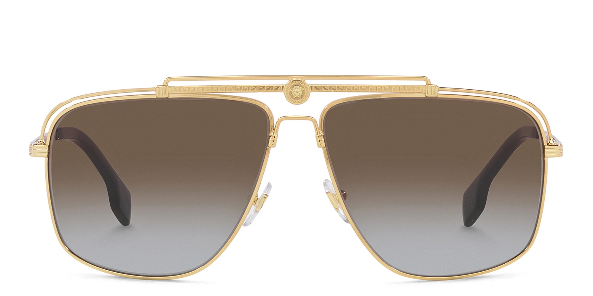 Shop VERSACE Aviator Sunglasses in Gold online.