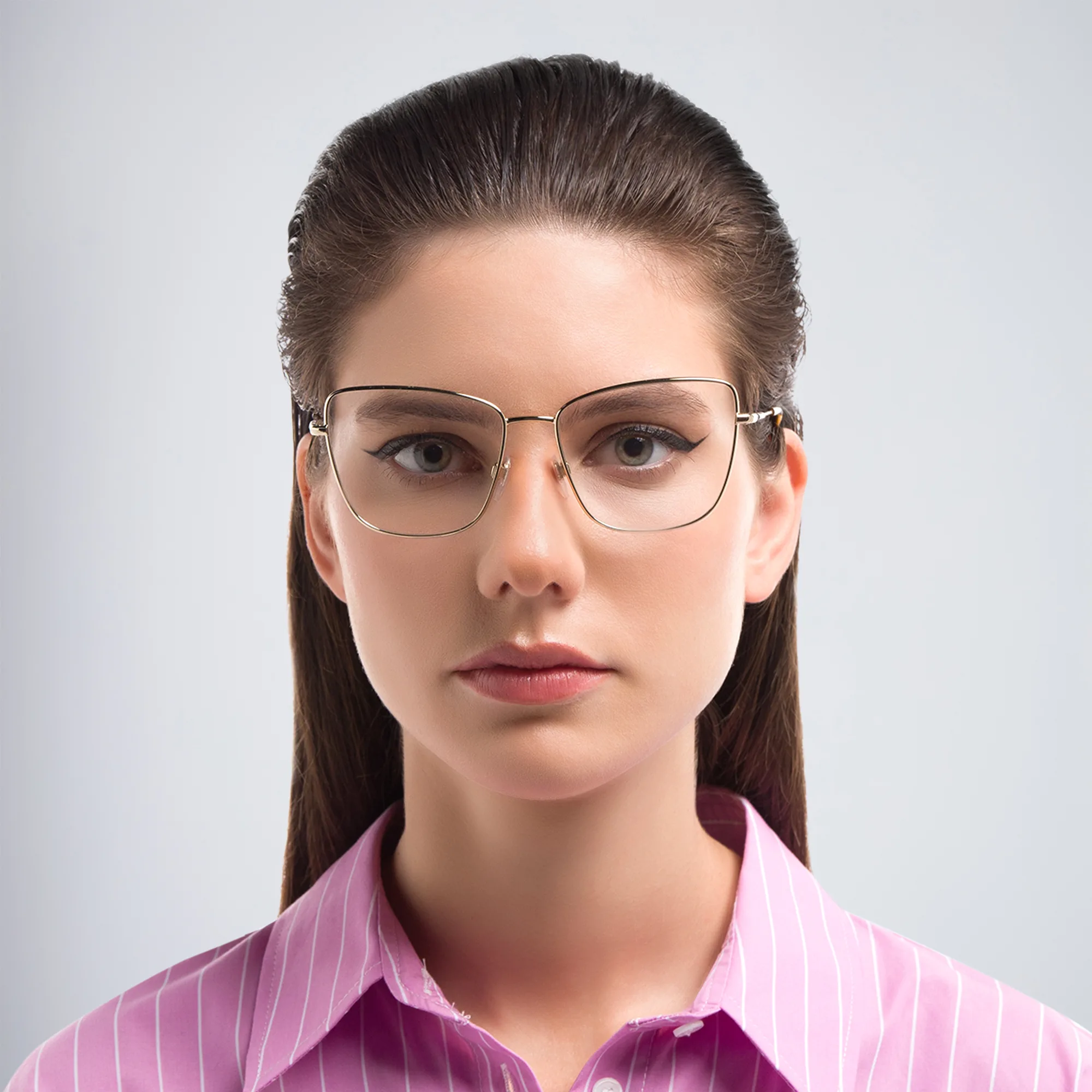 Shop BURBERRY Wide Cat Eye Eyeglasses in Light Gold online.