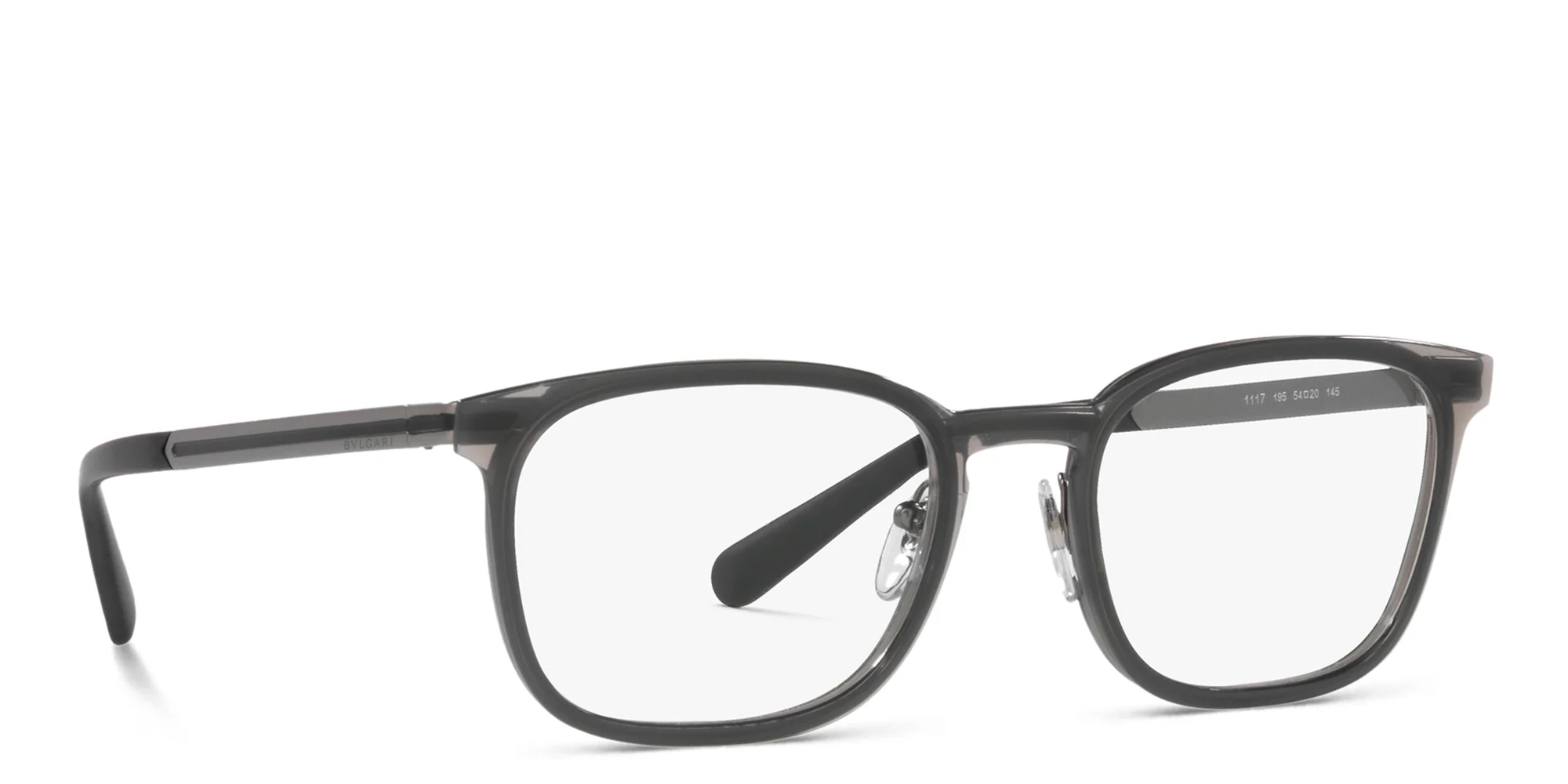 Shop BVLGARI Rectangle Eyeglasses in Grey online.