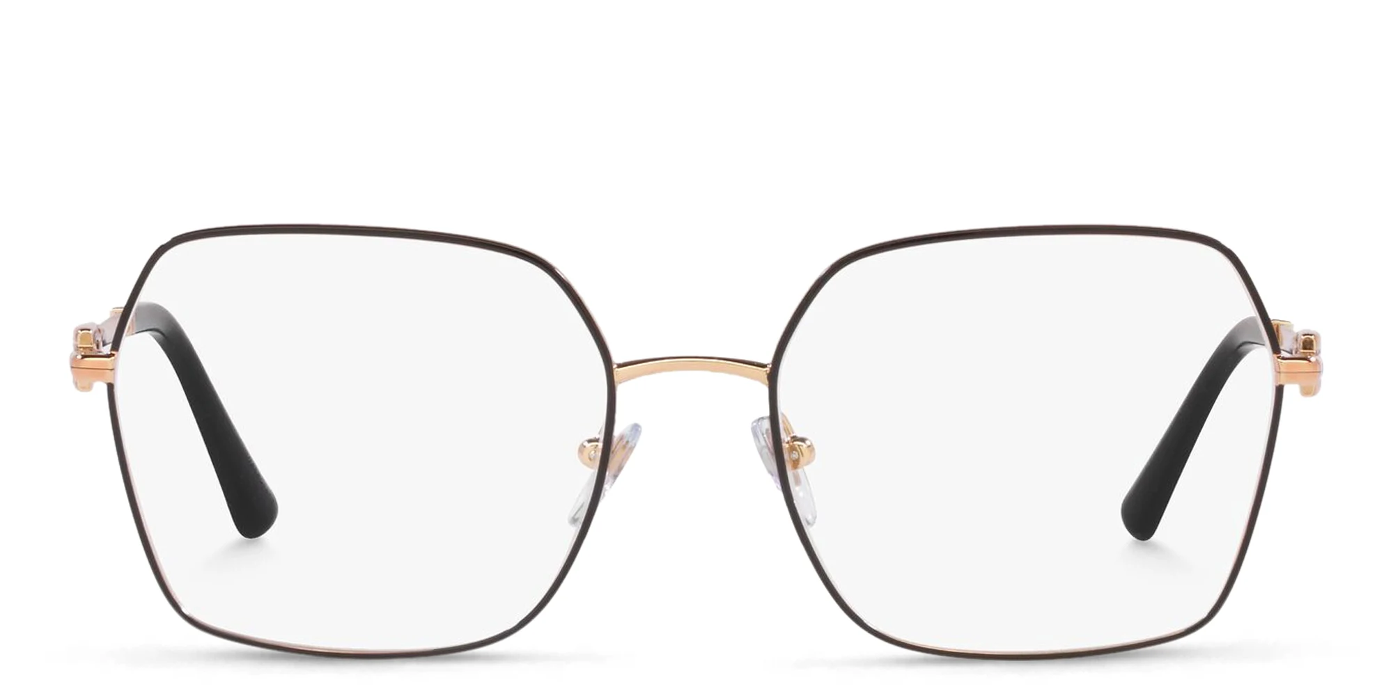 Shop BVLGARI Square Eyeglasses in Black online.