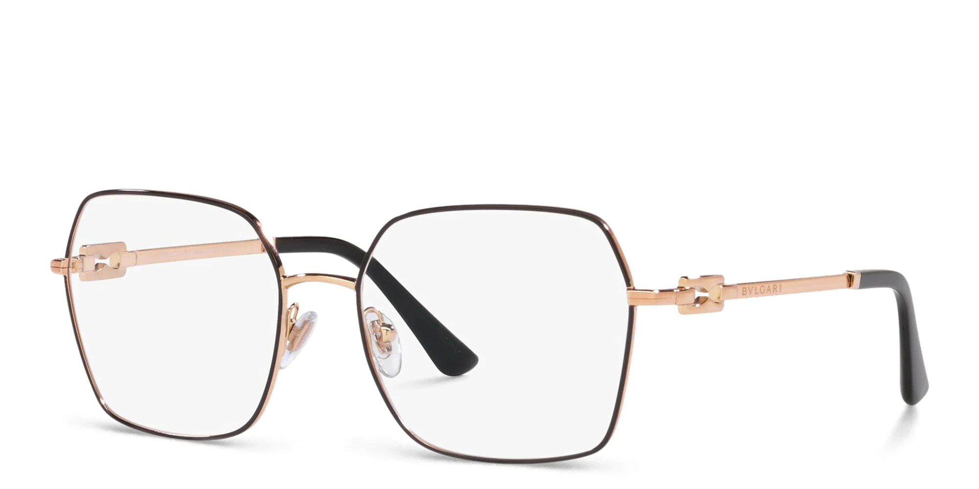 Shop BVLGARI Square Eyeglasses in Black online.