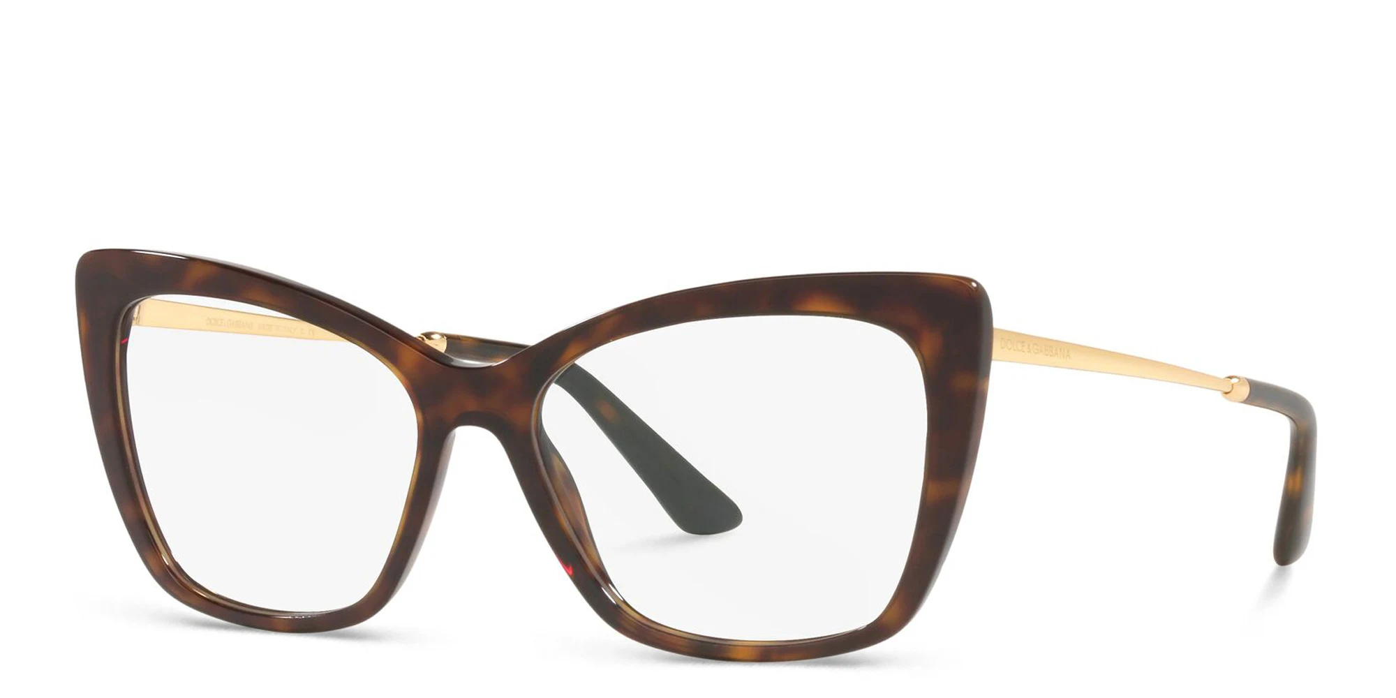 Shop Dolce & Gabbana Wide Cat Eye Eyeglasses in Havana online.