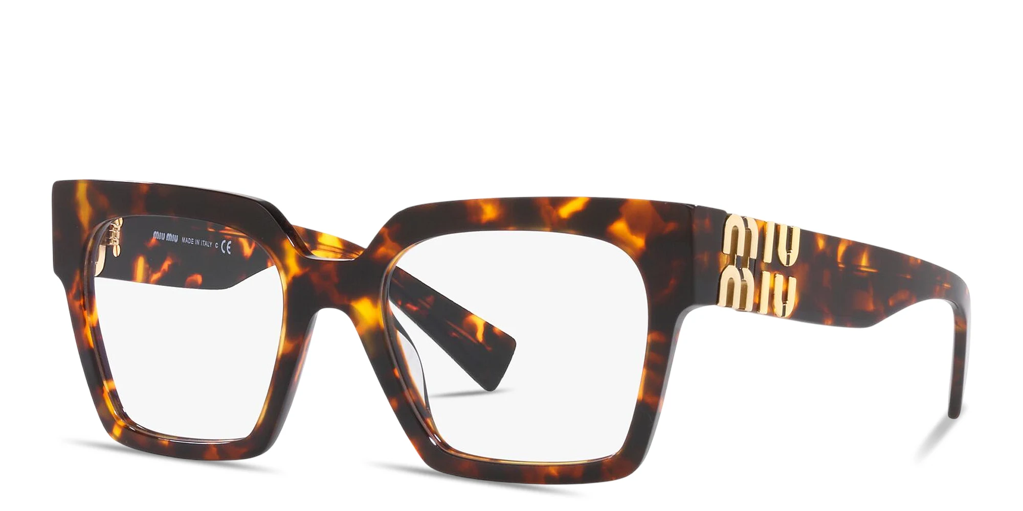Shop MIU MIU Square Eyeglasses in Havana online.