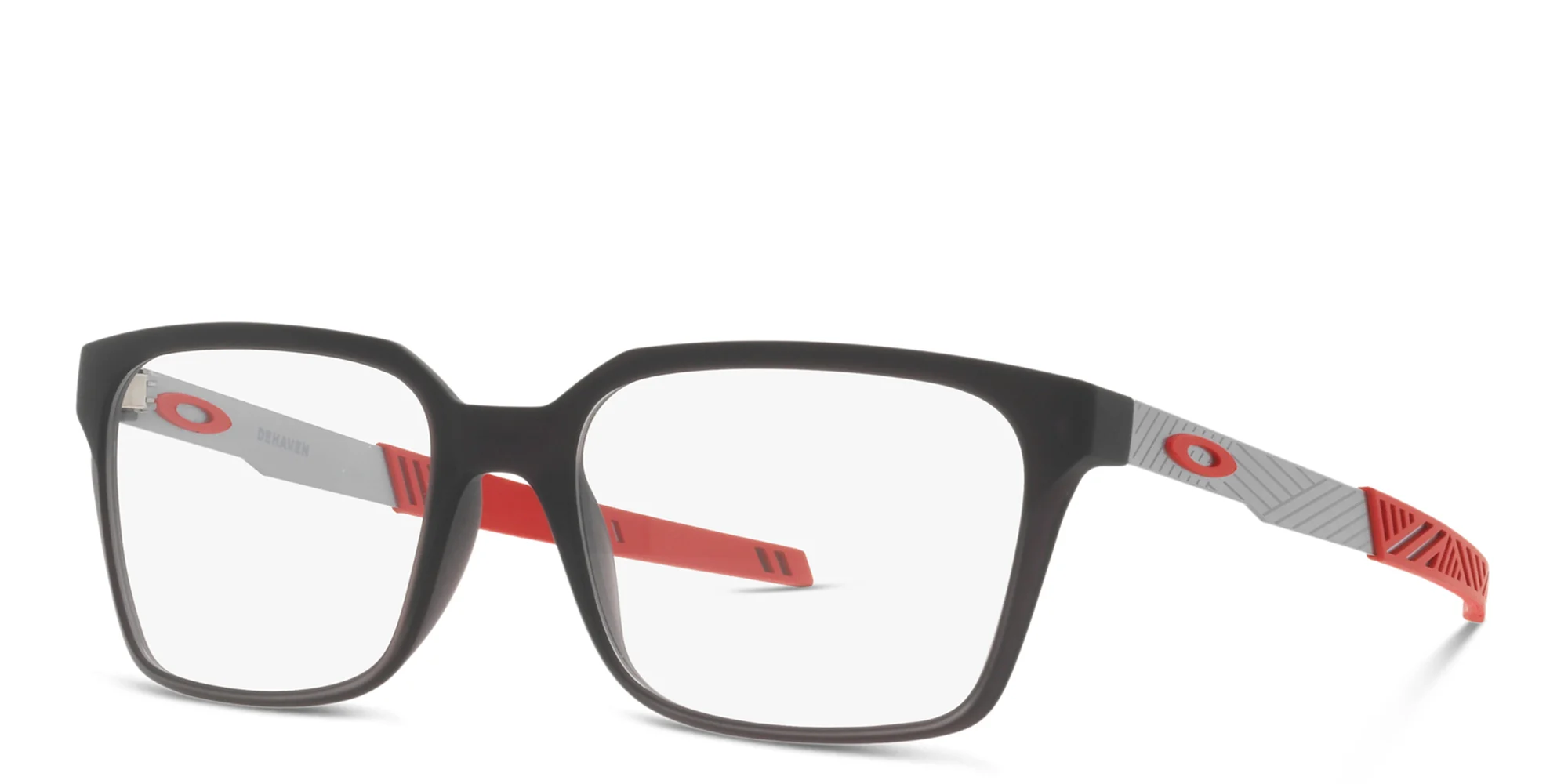 Shop Oakley Rectangle Eyeglasses in Satin Grey Smoke online.