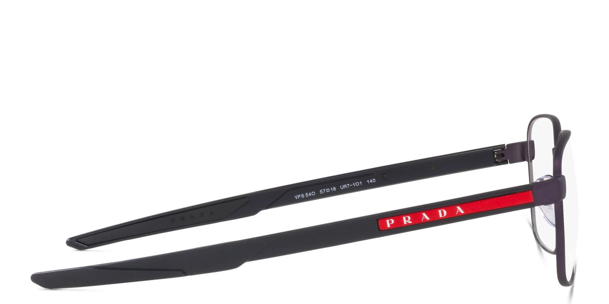 Shop Prada Linea Rossa Wide Rectangle Eyeglasses in Blue online.