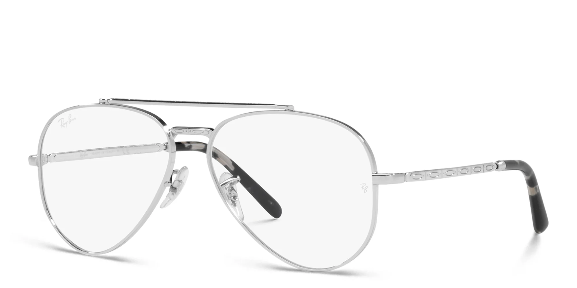 Shop Ray-Ban Unisex Wide Pilot Eyeglasses in Silver online.