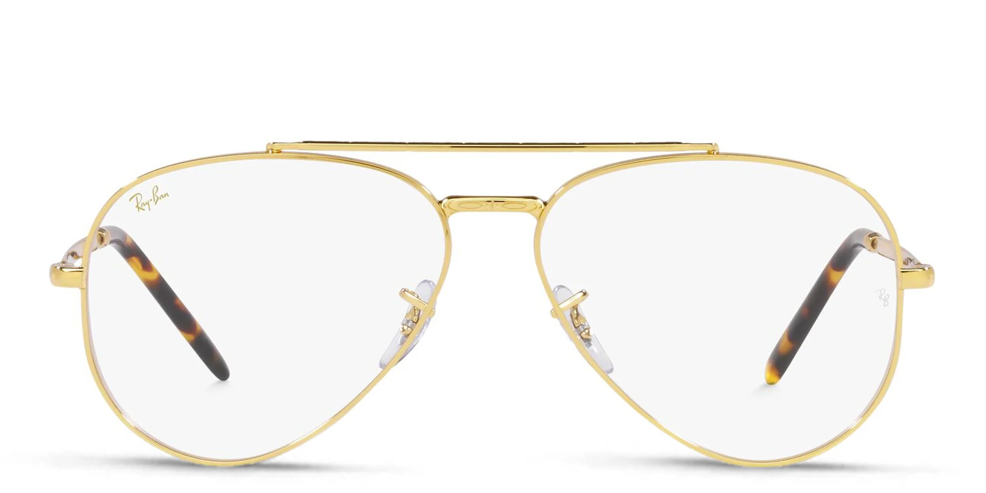 Shop Ray-Ban Unisex Wide Pilot Eyeglasses in Gold online.