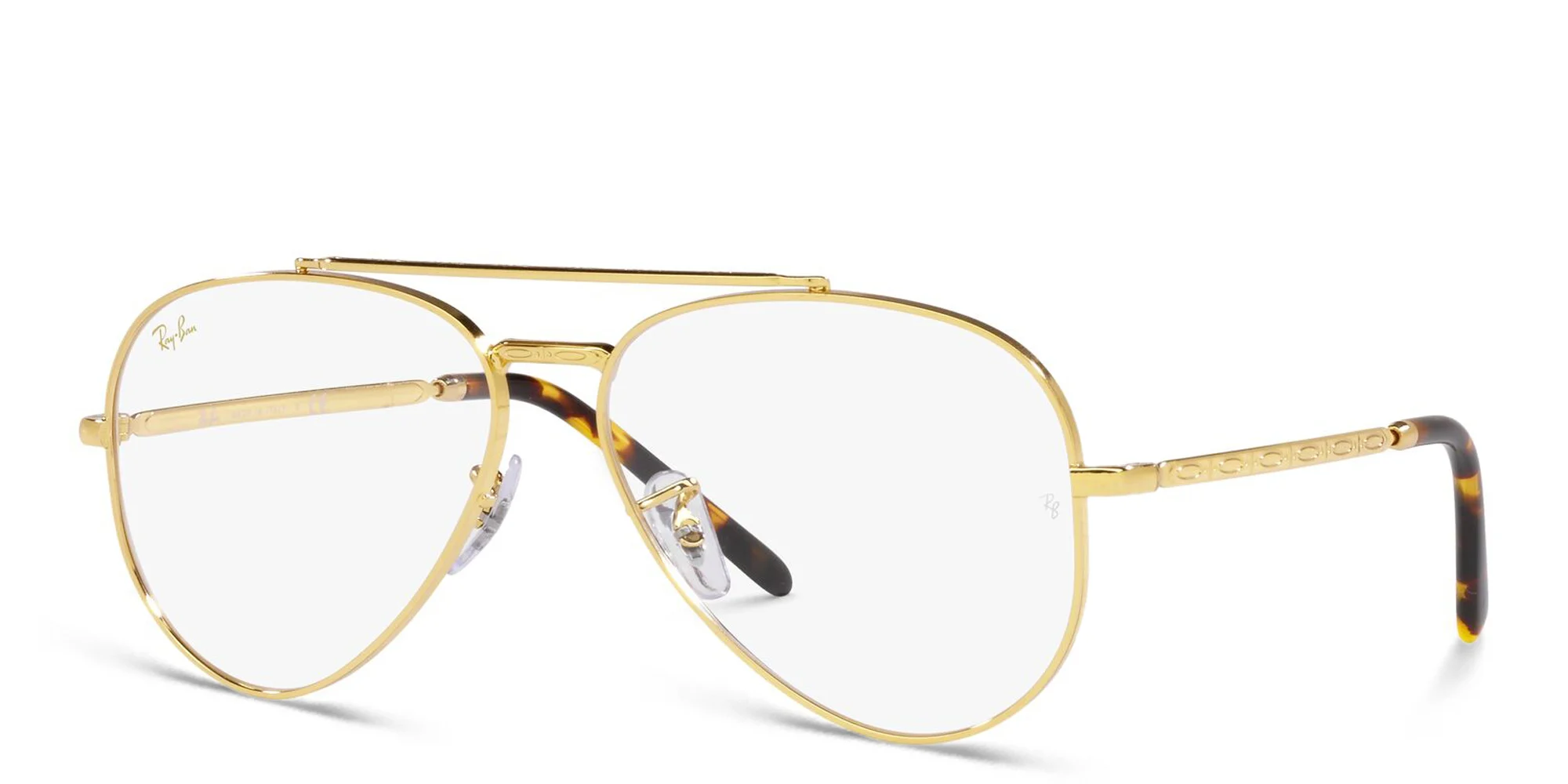 Shop Ray-Ban Unisex Wide Pilot Eyeglasses in Gold online.