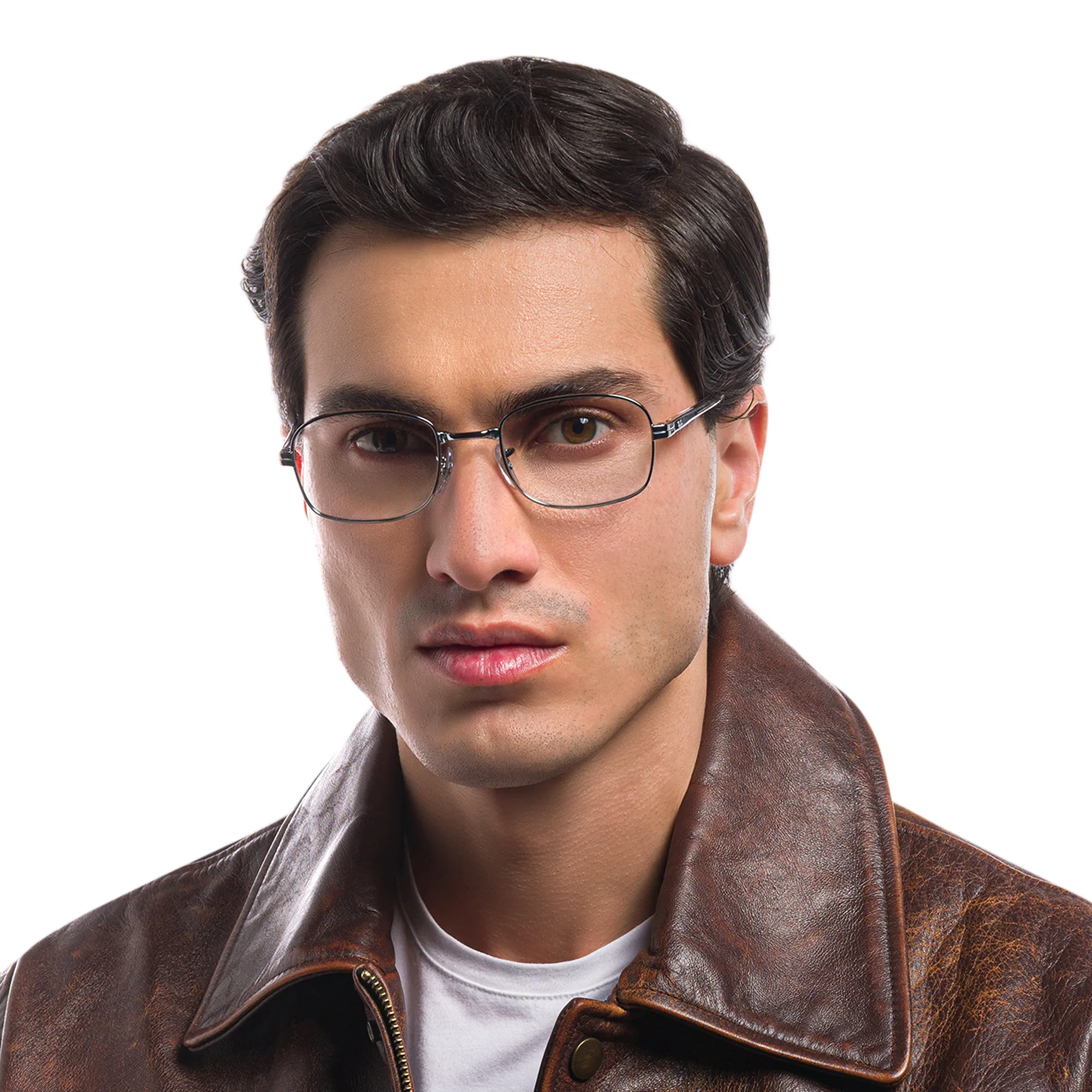 Shop Ray-Ban Unisex Rectangle Eyeglasses in Gunmetal online.
