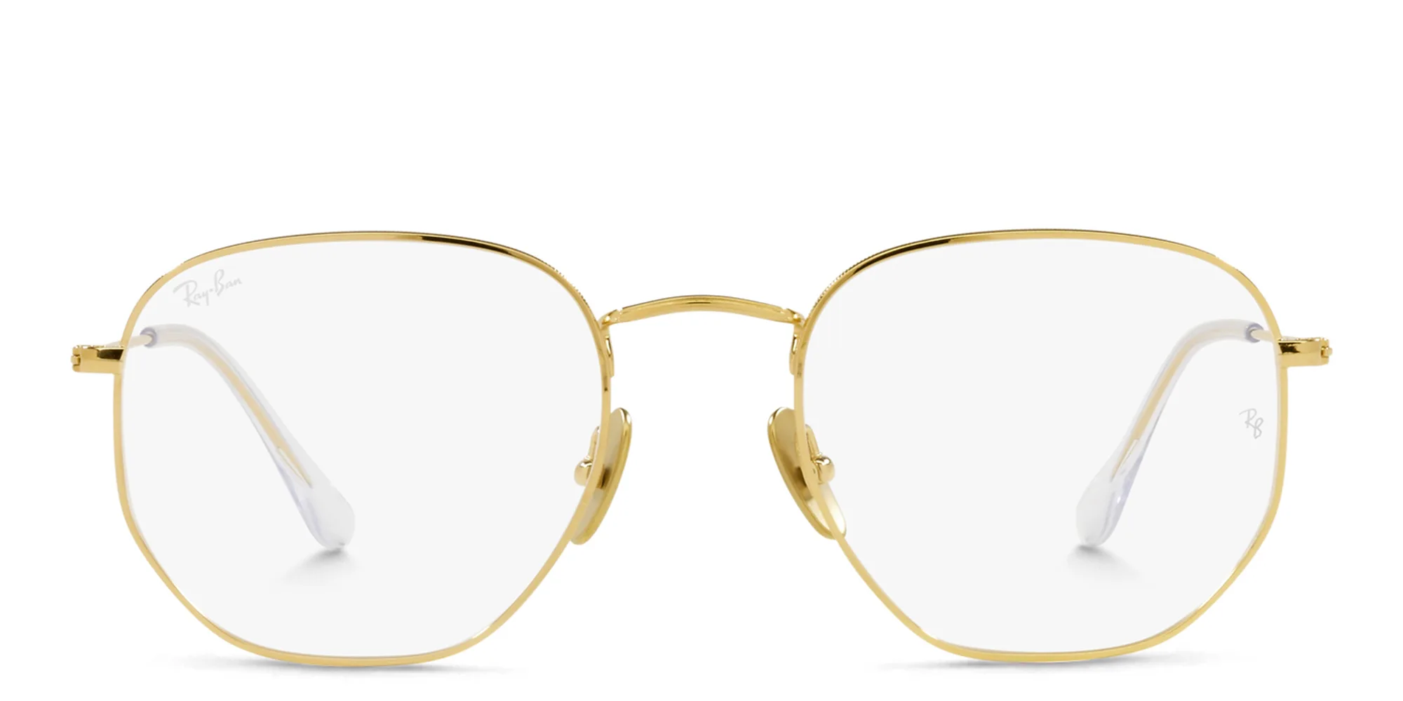 Shop Ray-Ban Hexagonal Unisex Eyeglasses in Polished Gold online.