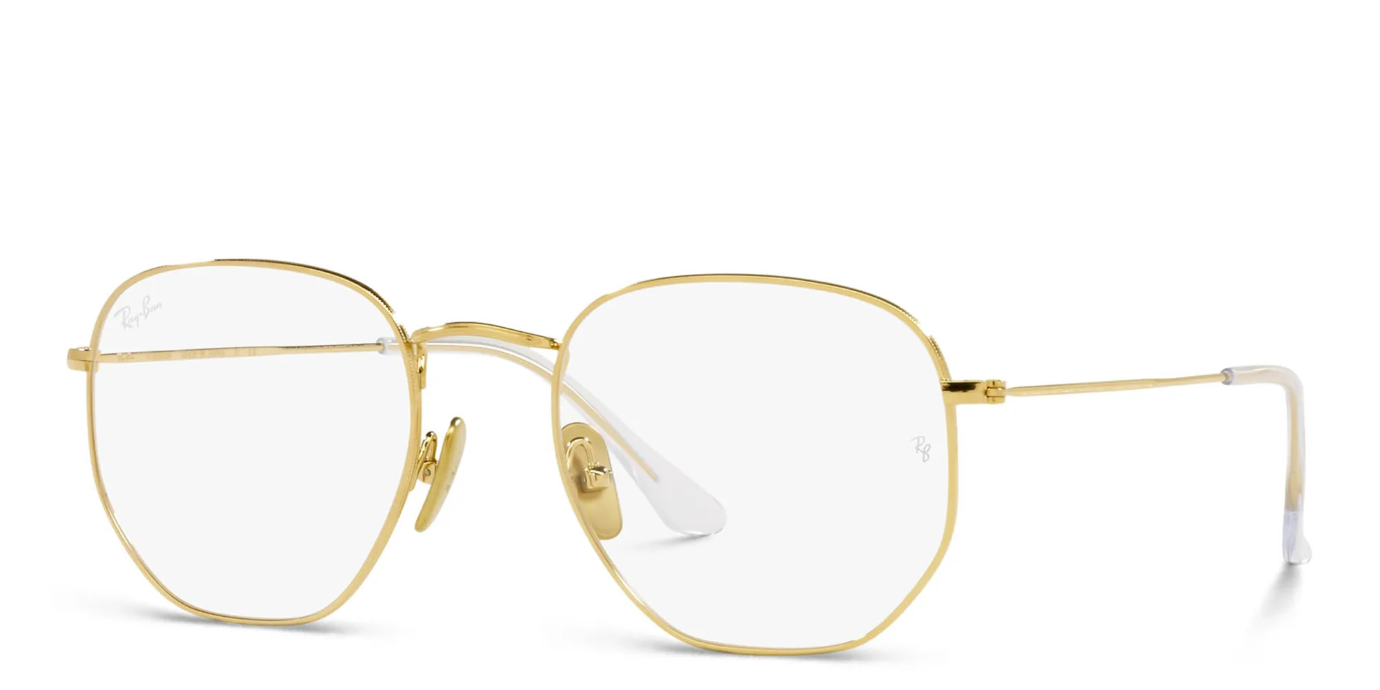 Shop Ray-Ban Hexagonal Unisex Eyeglasses in Polished Gold online.