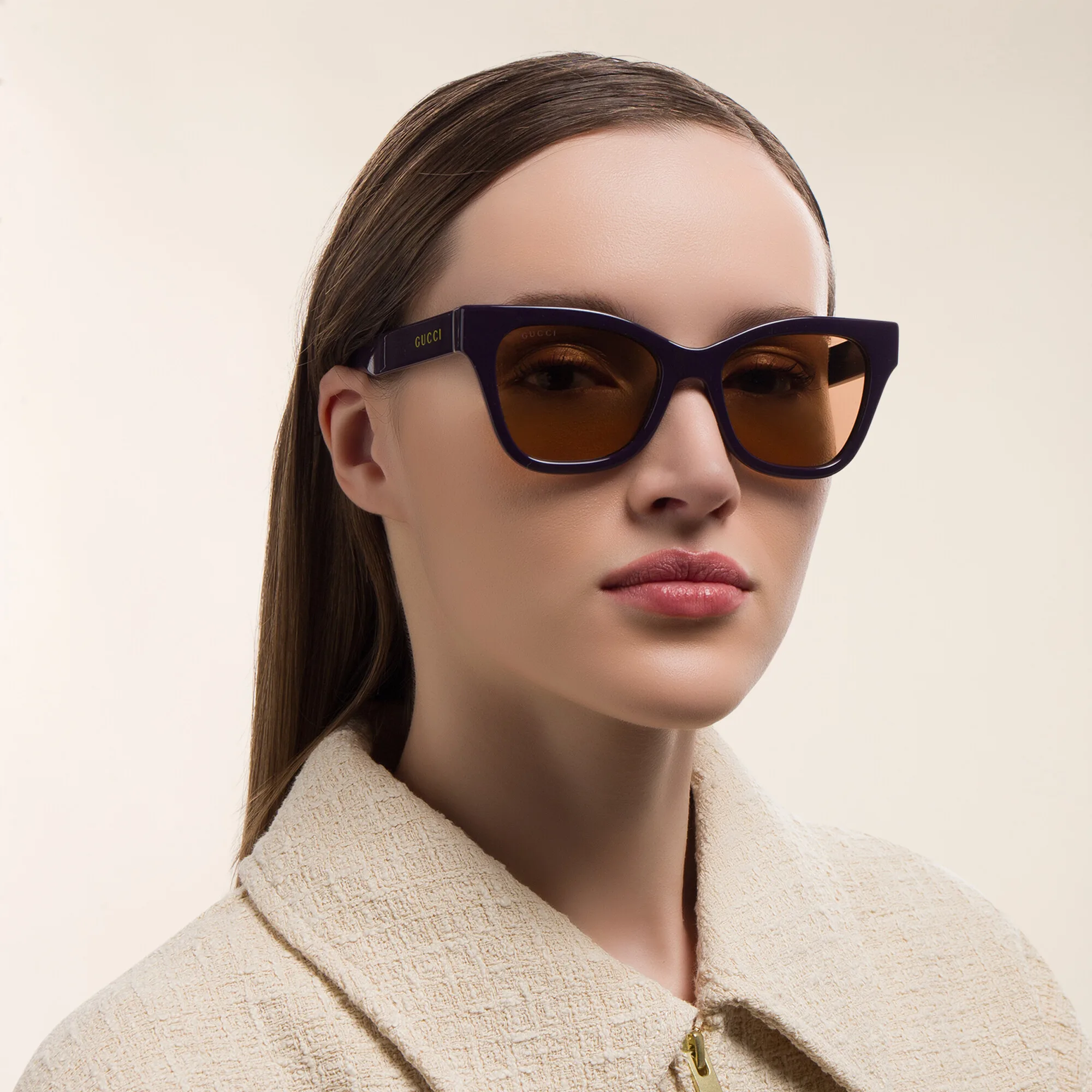 Shop GUCCI Cat Eye Sunglasses in Purple online.