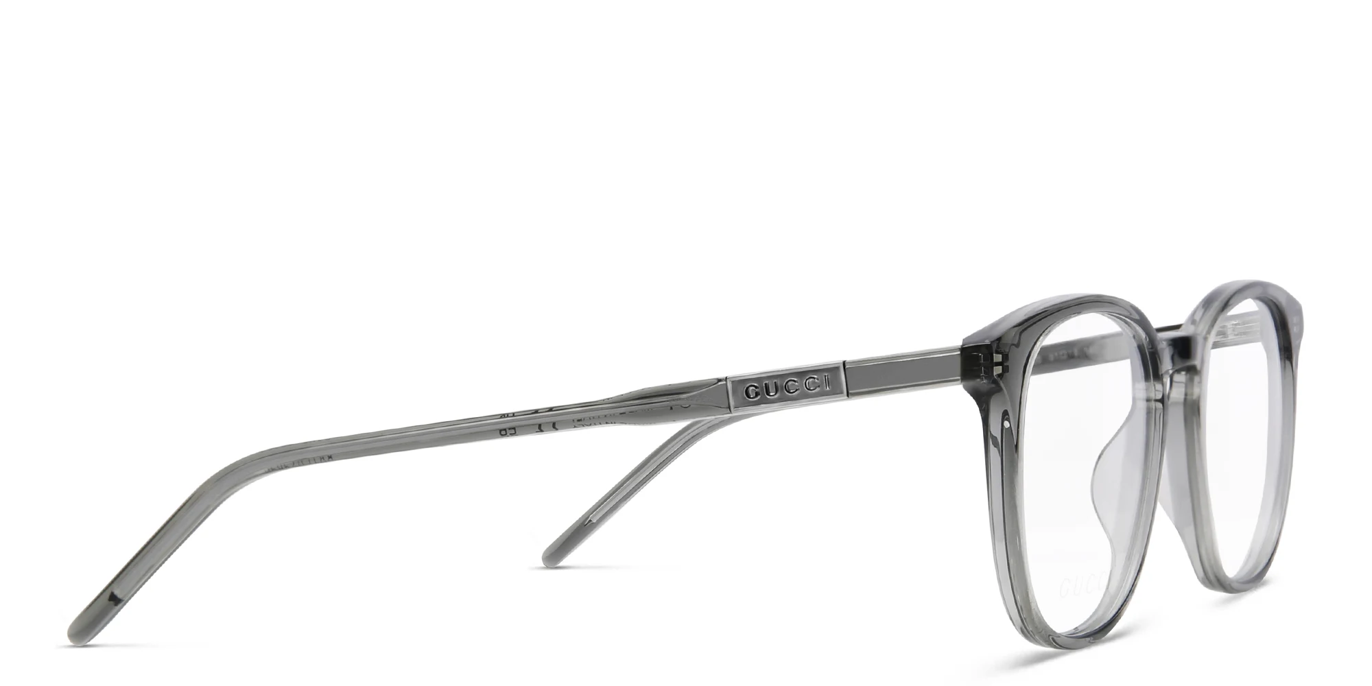 Shop GUCCI Round Eyeglasses in Grey online.