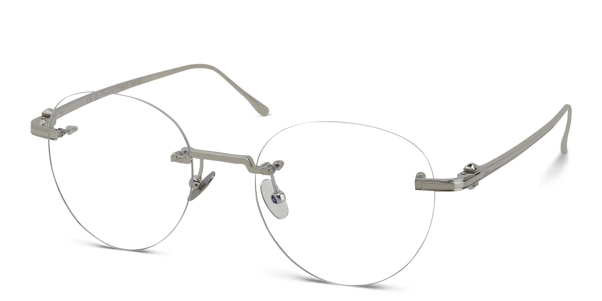 Shop Cartier Pasha de Cartier Round Eyeglasses in Silver online.