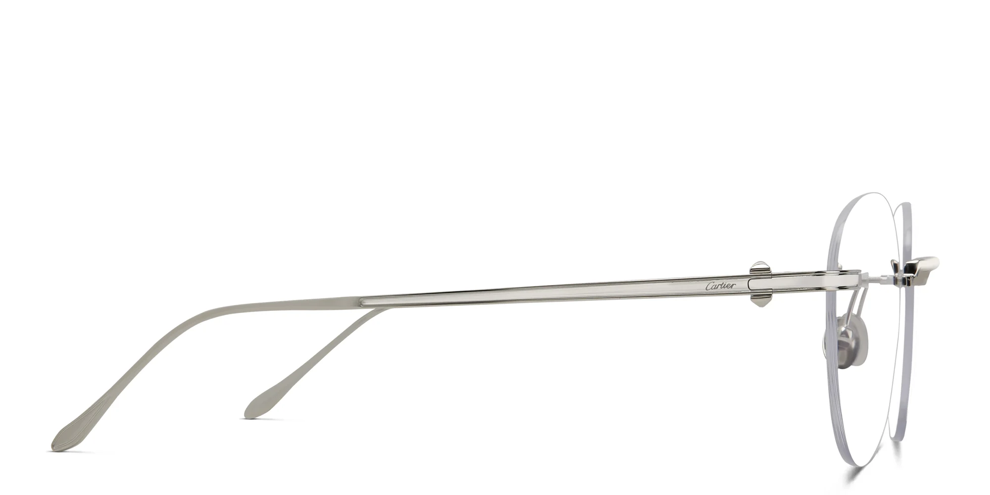 Shop Cartier Pasha de Cartier Round Eyeglasses in Silver online.