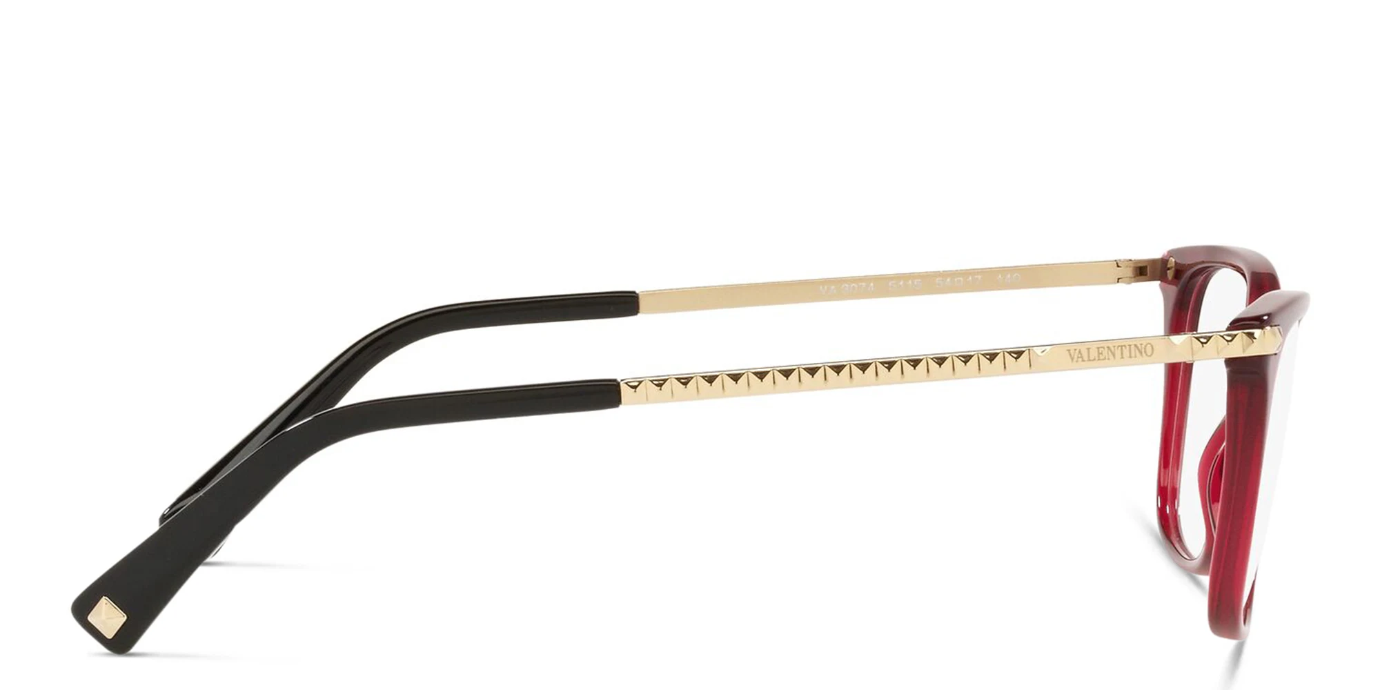 Shop VALENTINO Stud Rectangle Eyeglasses in Red online.