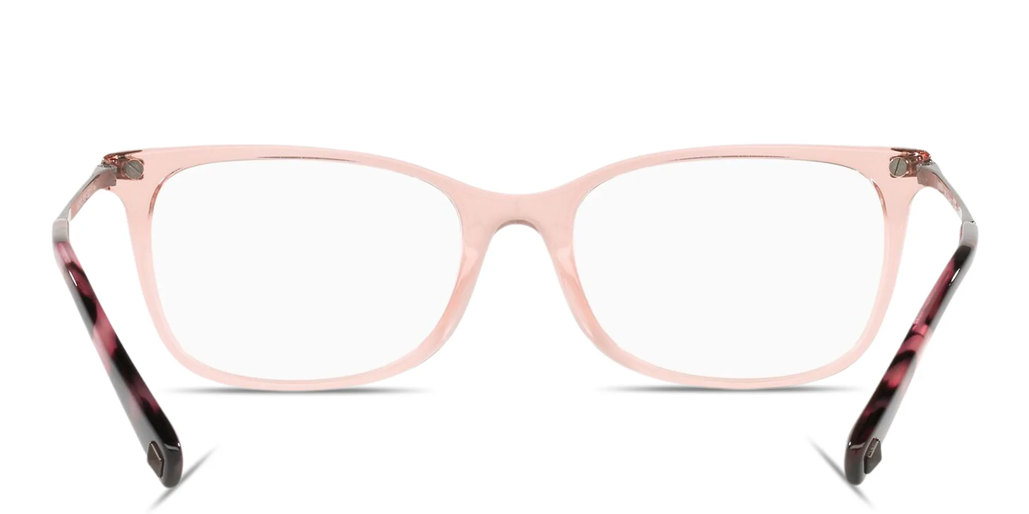 Shop VALENTINO Stud Rectangle Eyeglasses in Transparent Pink online.