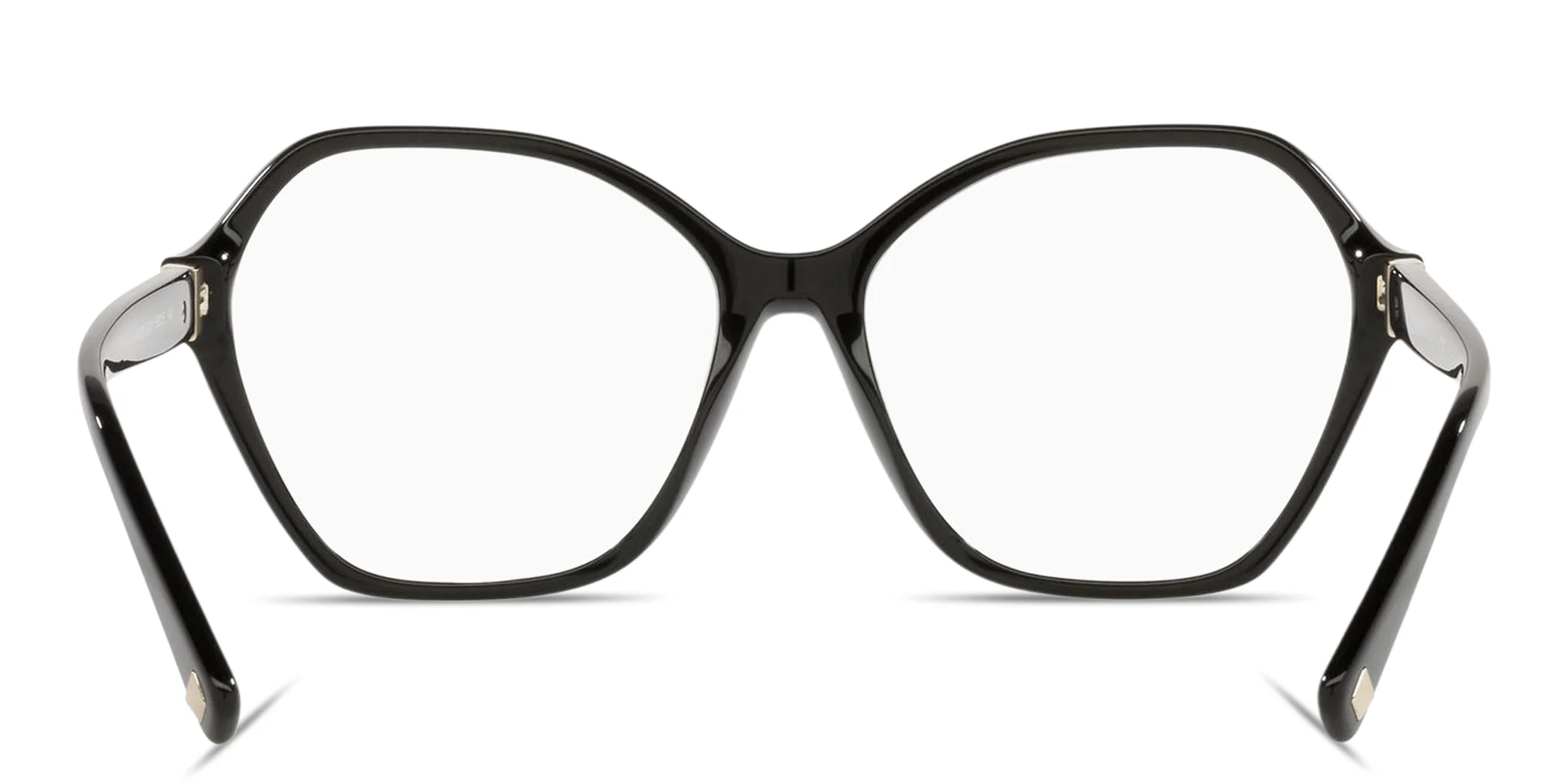 Shop VALENTINO Studs Wide Irregular Eyeglasses in Black online.