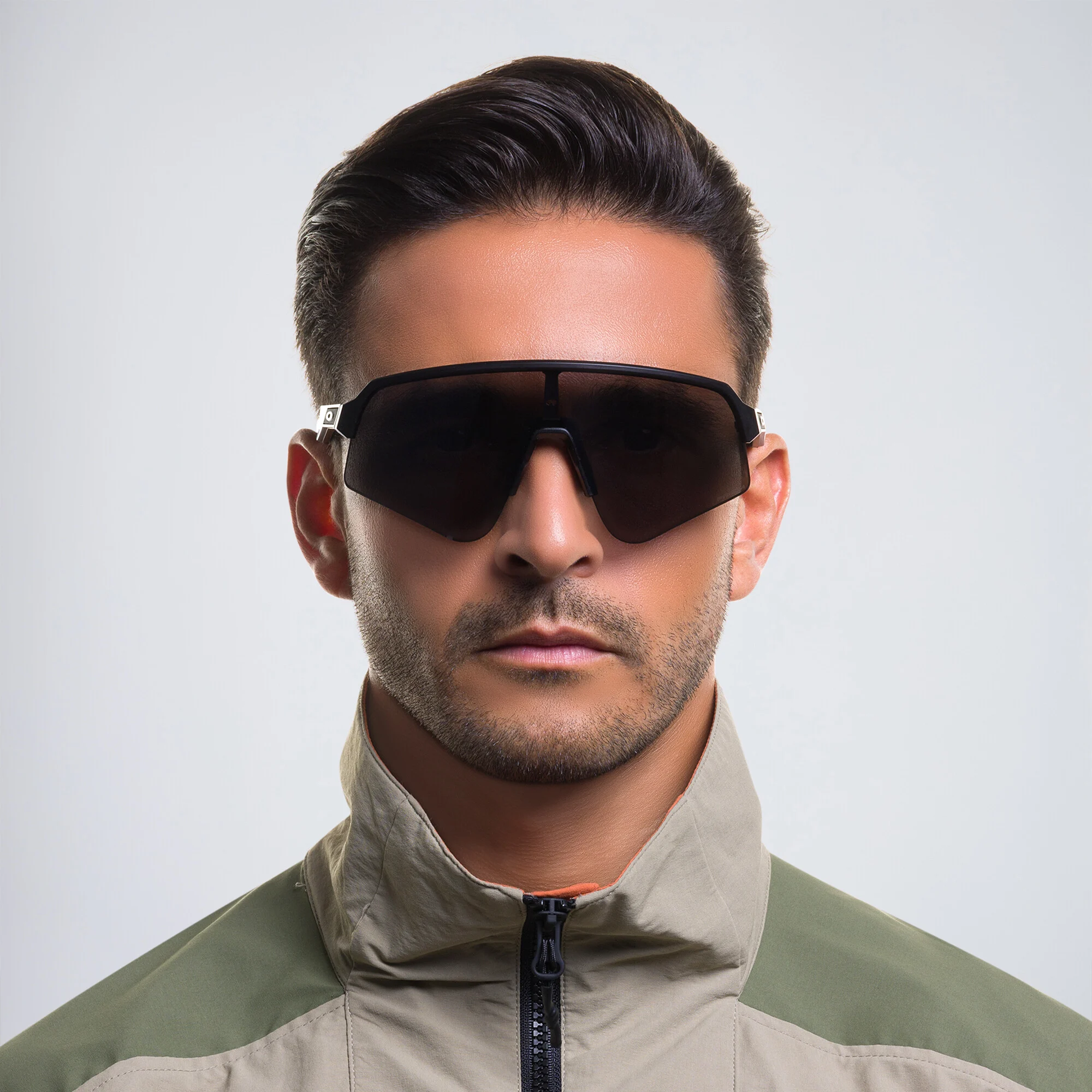 Shop Oakley Sutro Lite Sweep Half-Rim Rectangle Sunglasses in Black online.