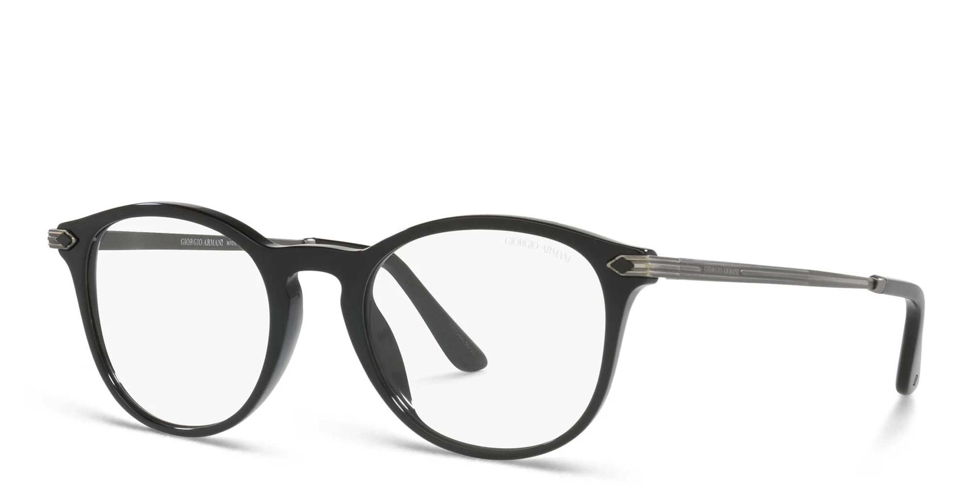 Shop GIORGIO ARMANI Round Eyeglasses in Black online.