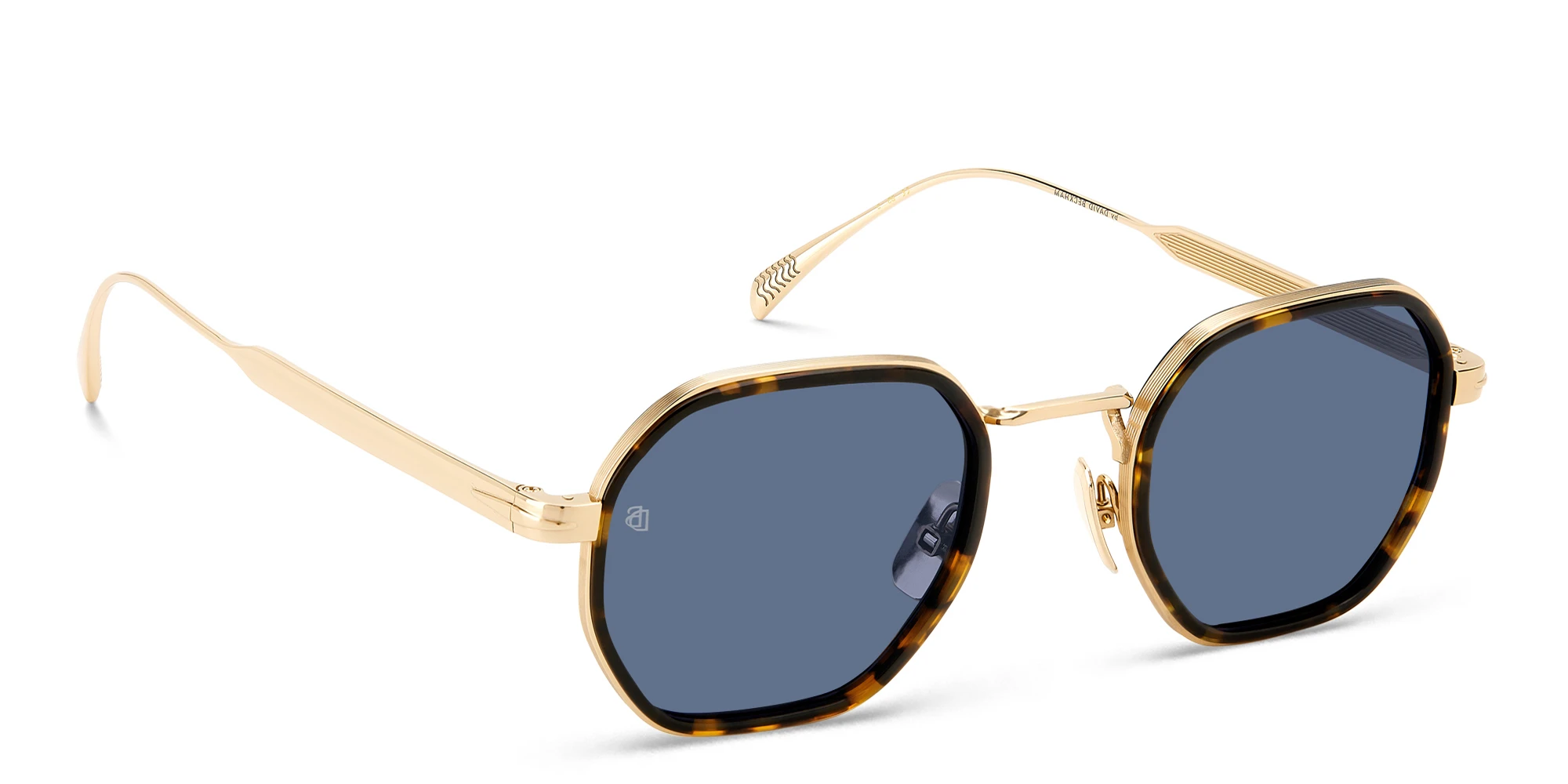 Shop DAVID BECKHAM Irregular Sunglasses in Gold online.