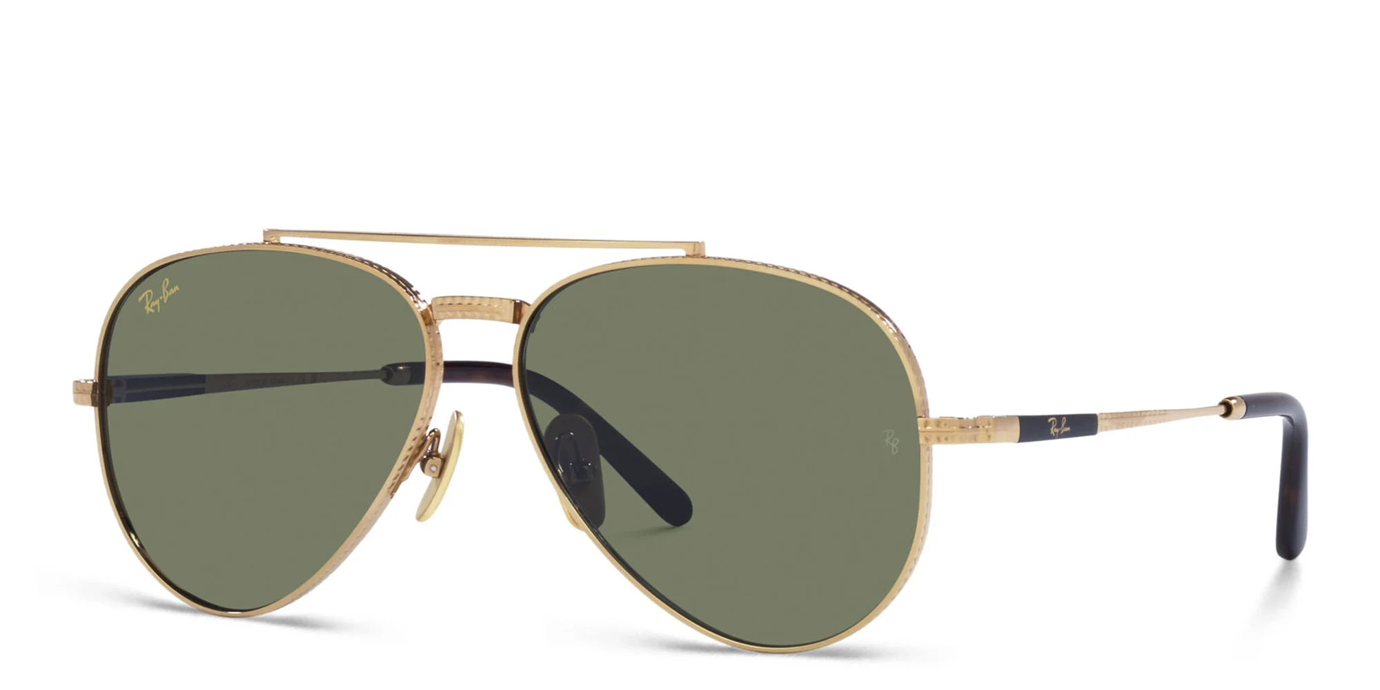 Shop Ray-Ban Unisex Aviator Sunglasses in Gold online.