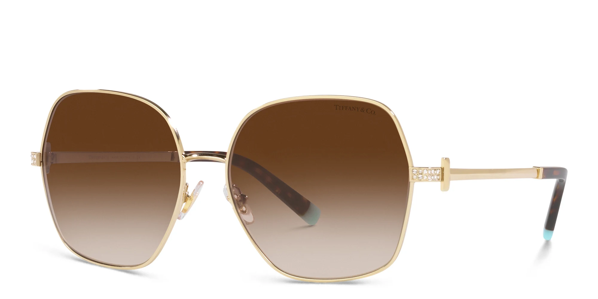 Shop TIFFANY Oversized Irregular Sunglasses in Pale Gold online.