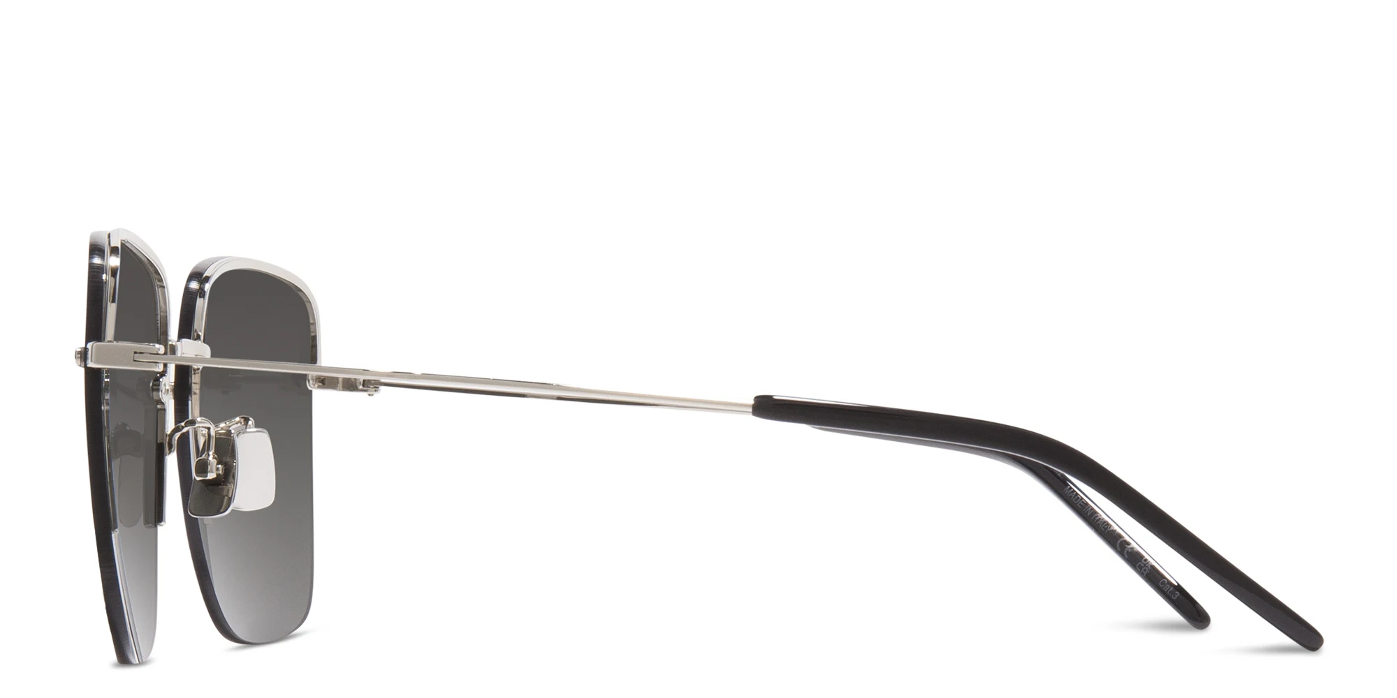 Shop SAINT LAURENT Half-Rim Square Sunglasses in Silver online.