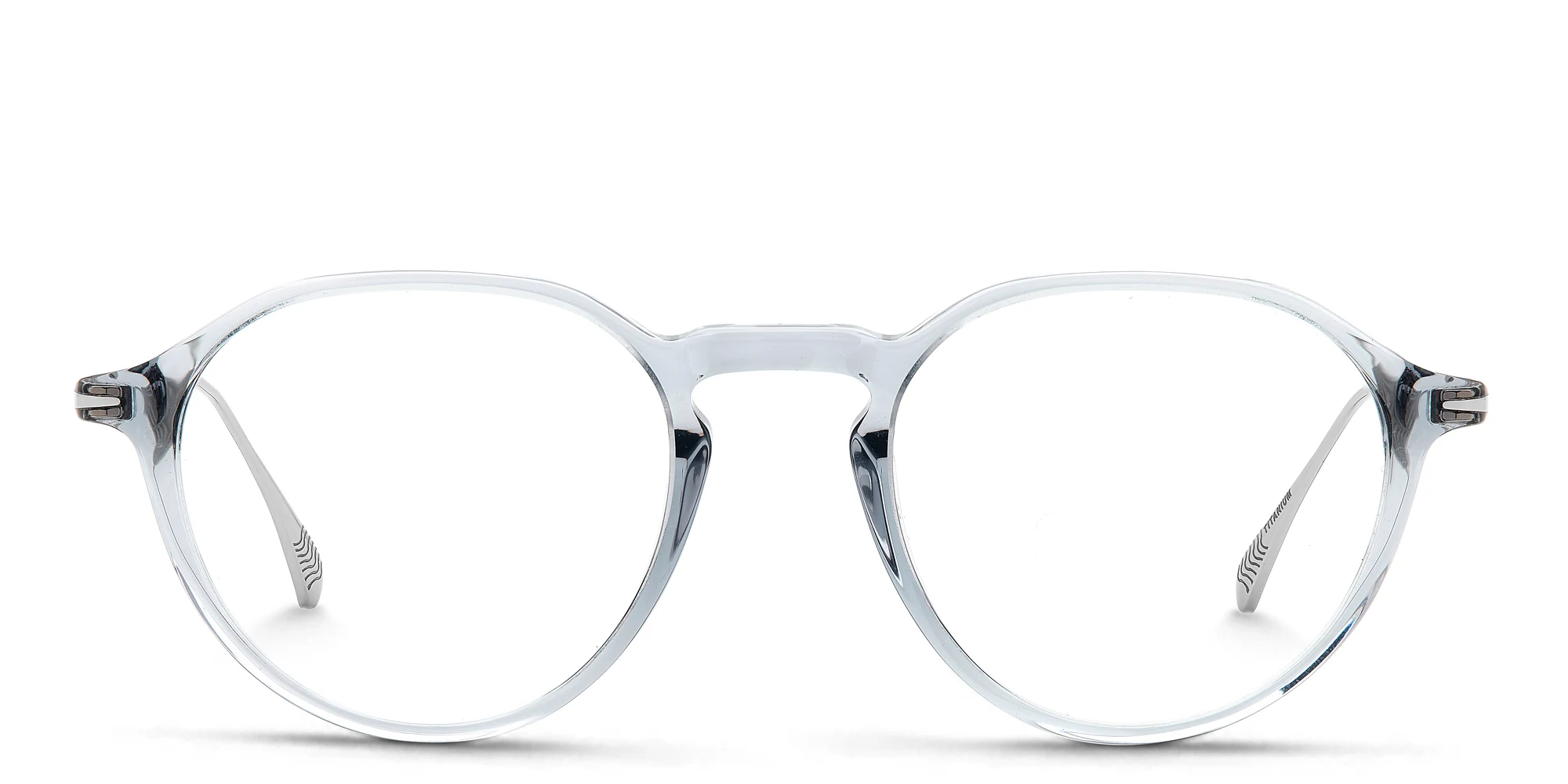 Shop DAVID BECKHAM Panthos Eyeglasses in Grey Ruthenium online.