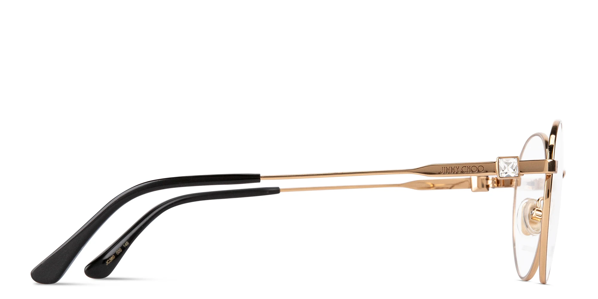 Shop JIMMY CHOO Crystal & Glitter Panthos Eyeglasses in Rose Gold online.