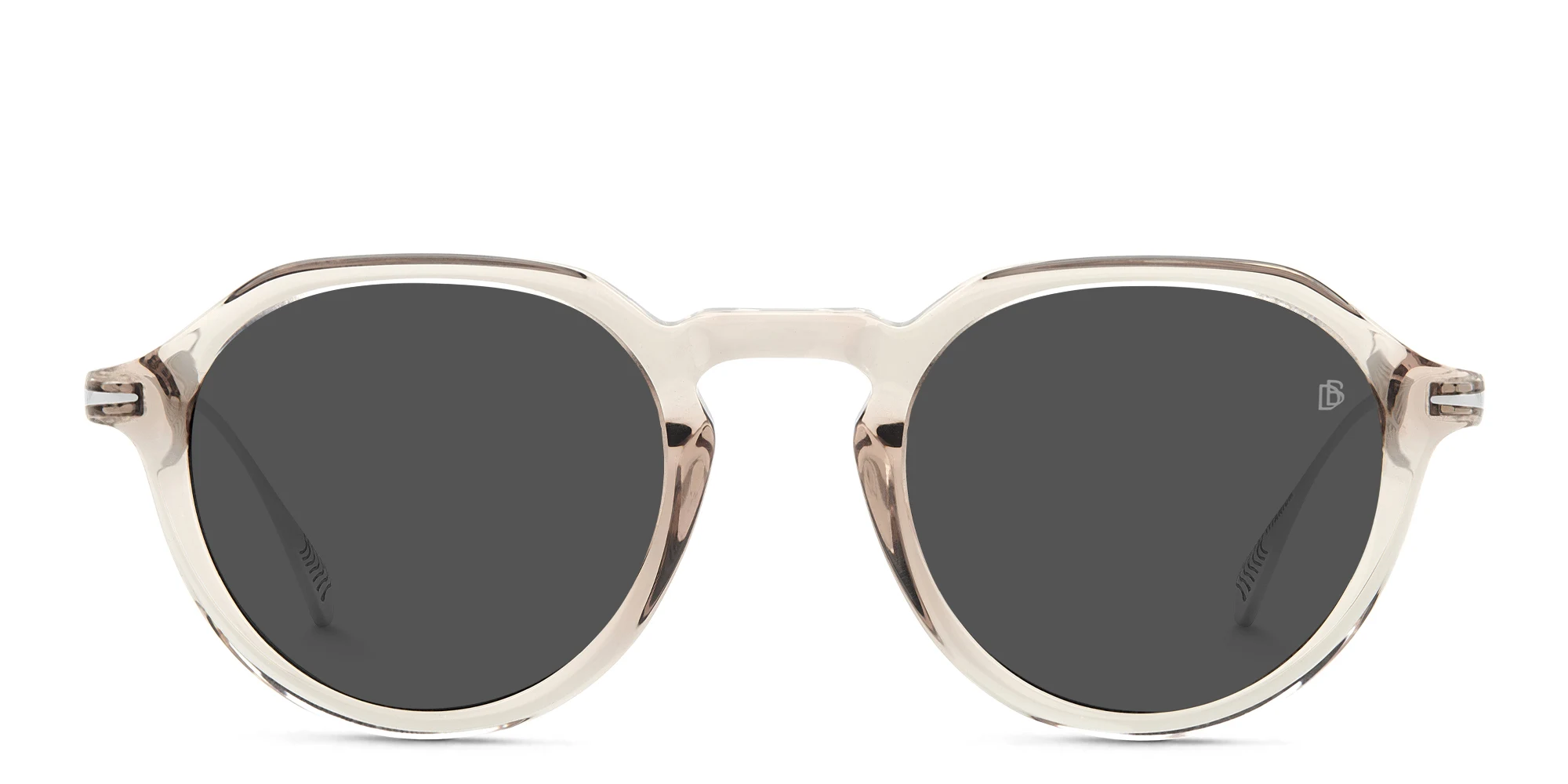 Shop DAVID BECKHAM Round Sunglasses in Transparent Light Grey online.