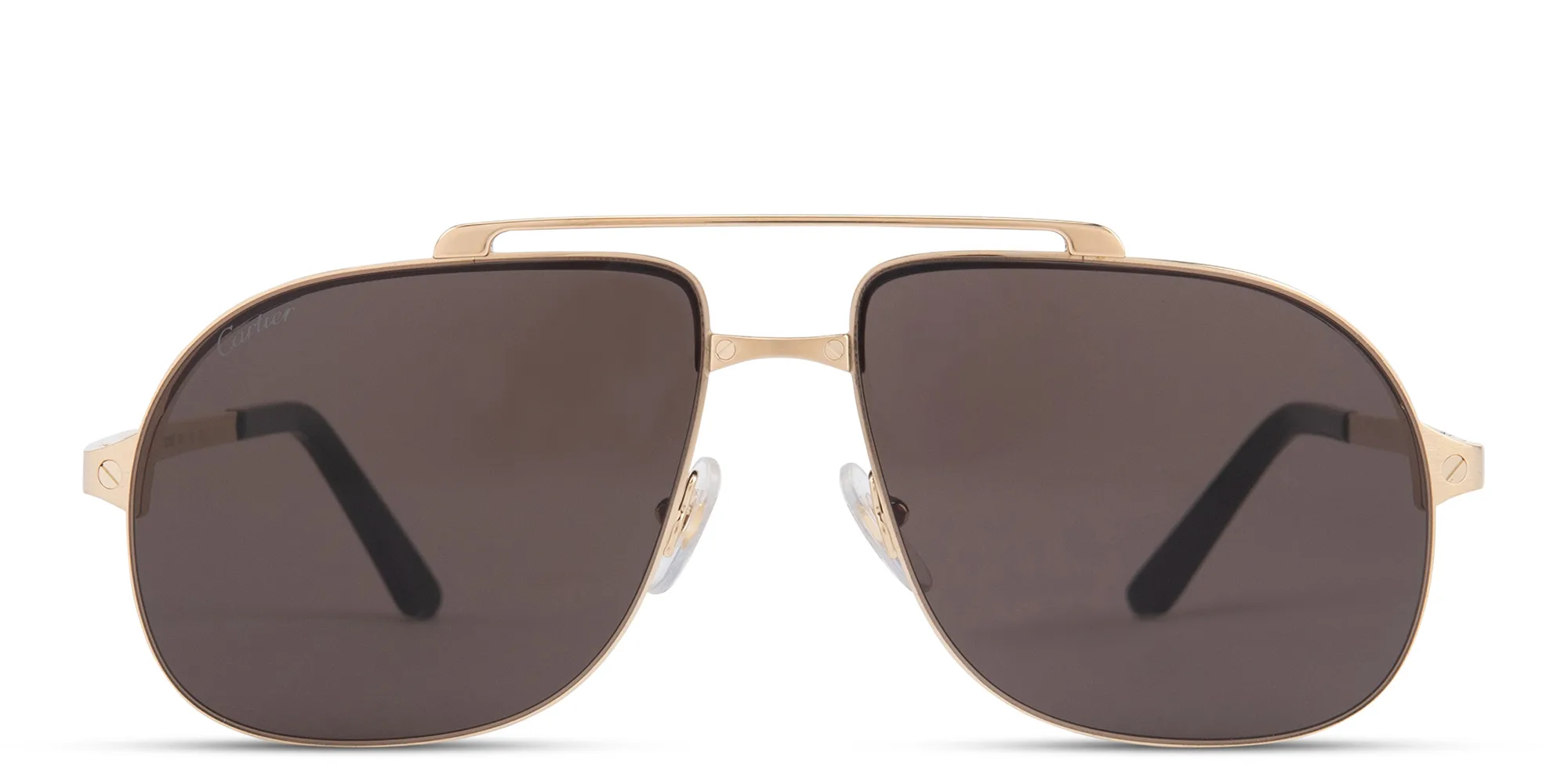 Shop Cartier Santos de Cartier Pilot Sunglasses in Gold online.